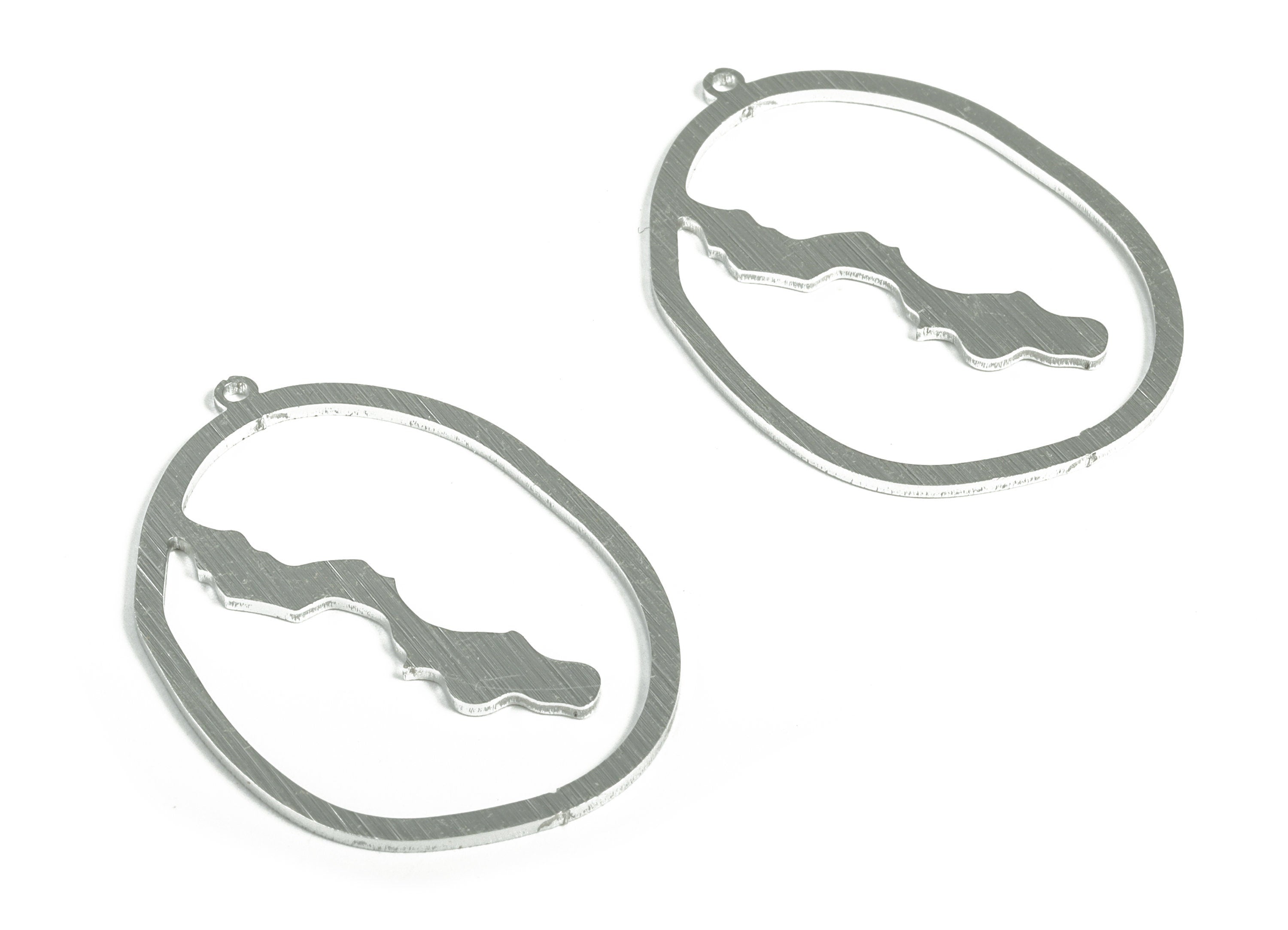 Aluminum Irregular Earring Charms - Aluminum Irregular Pendant - Anodized Aluminium Charm - Silver Tone Plated - 43.07x30.71x1.1mm - AA1156B - DOMEDBAZAAR