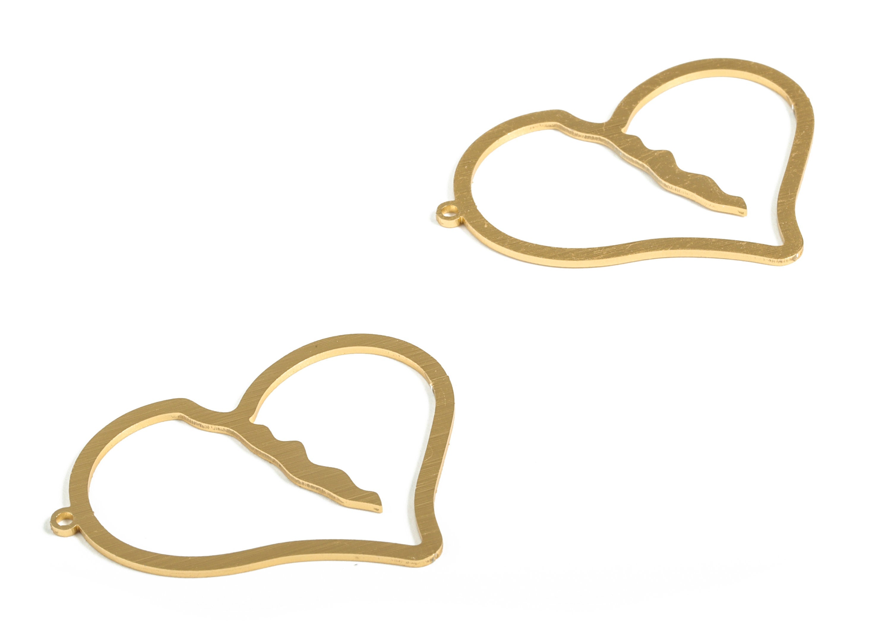 Aluminum Heart Earring Charms - Aluminum Heart Pendant - Anodized Aluminium Charms - Gold Tone Plated - 42.72x36.53x1.02mm - AA1157C - DOMEDBAZAAR