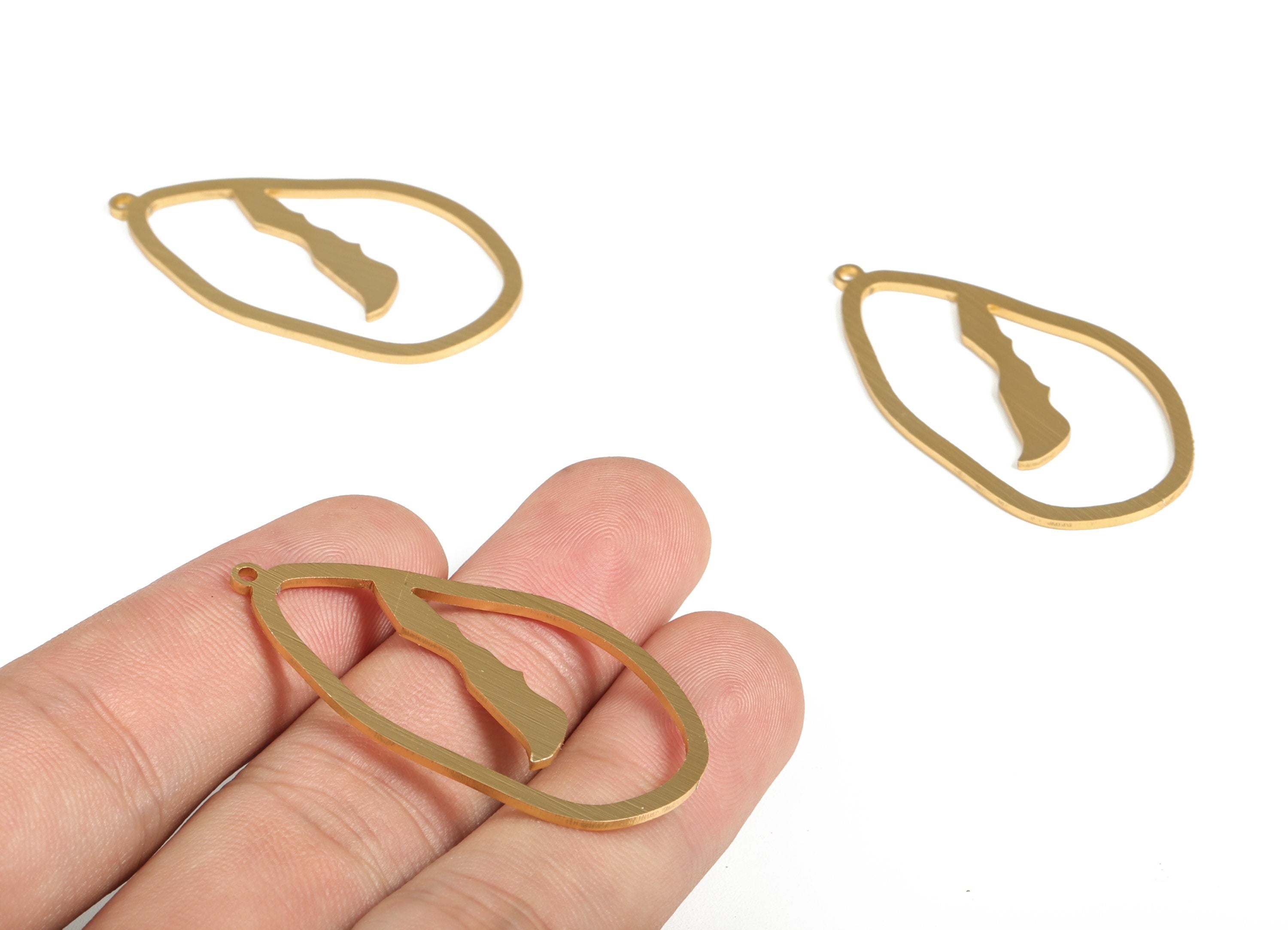 Aluminum Drop Earring Charms - Aluminum Drop Pendant - Anodized Aluminium Charms - Gold Tone Plated - 44.09x23.46x1.09mm - AA1158C - DOMEDBAZAAR