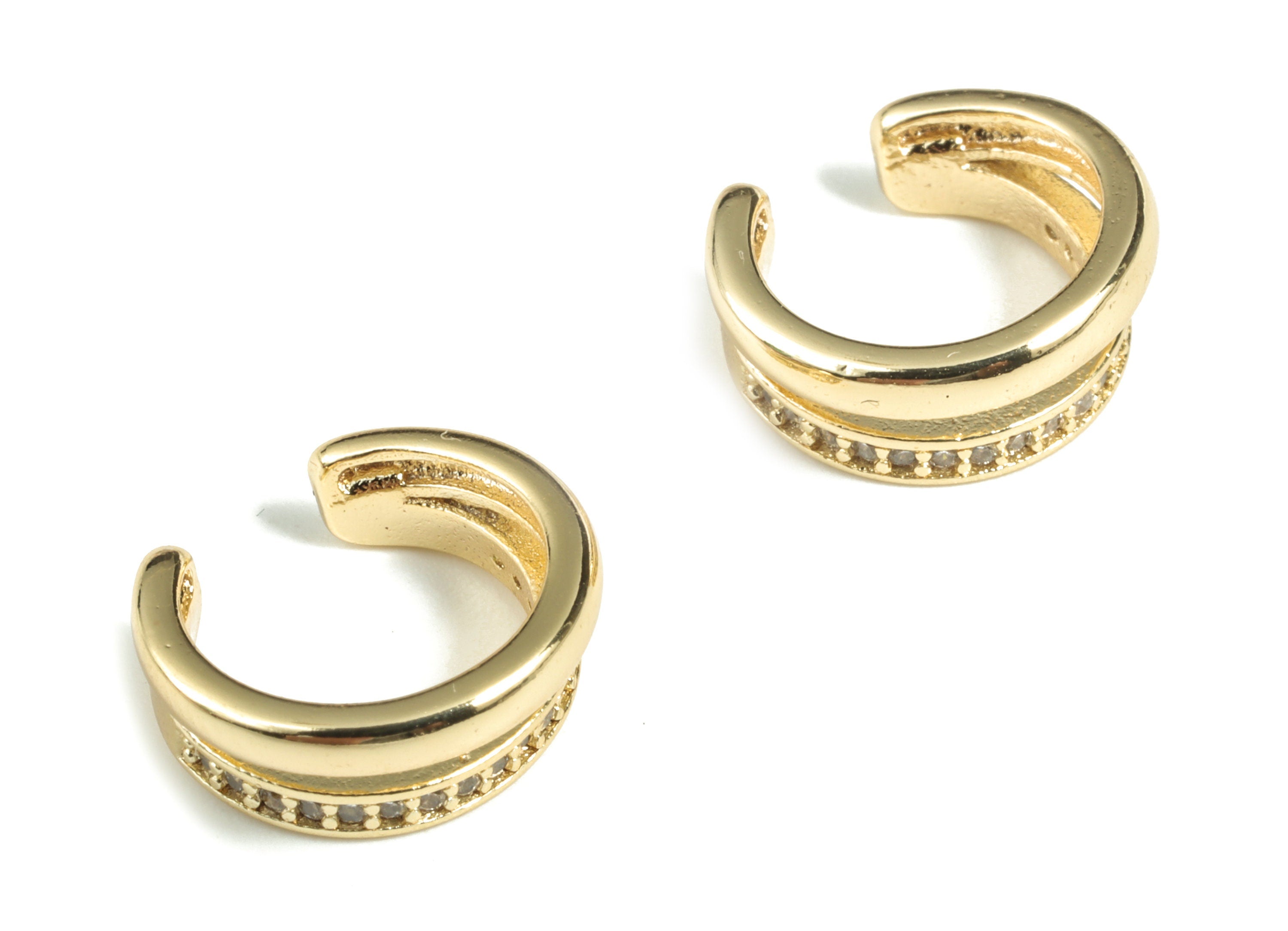 Zircon Ear Cuffs – 18K Real Gold Plated Brass Ear Cuff - No Piercing Ear Cuff Earring - Ear Cuffs Accessories - 13.49 ×12.3×1.9mm - RGP2830 - DOMEDBAZAAR