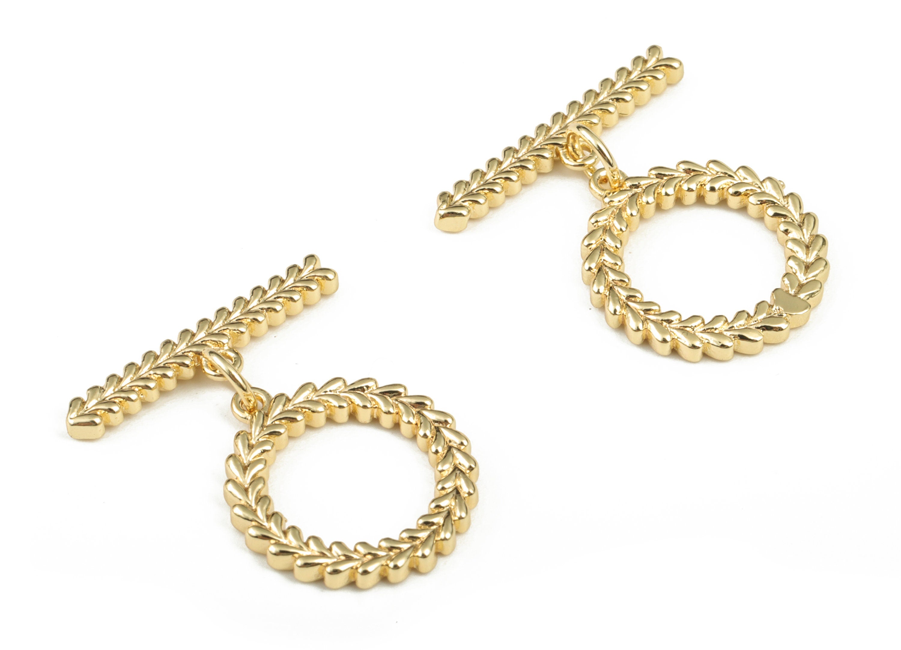 18k Gold Clasps - Toggle Jewelry Clasp - 18K Real Gold Plating Brass DIY Jewelry Making Supplies - 23.77 × 21.07 × 1.88mm - RGP2865 - DOMEDBAZAAR