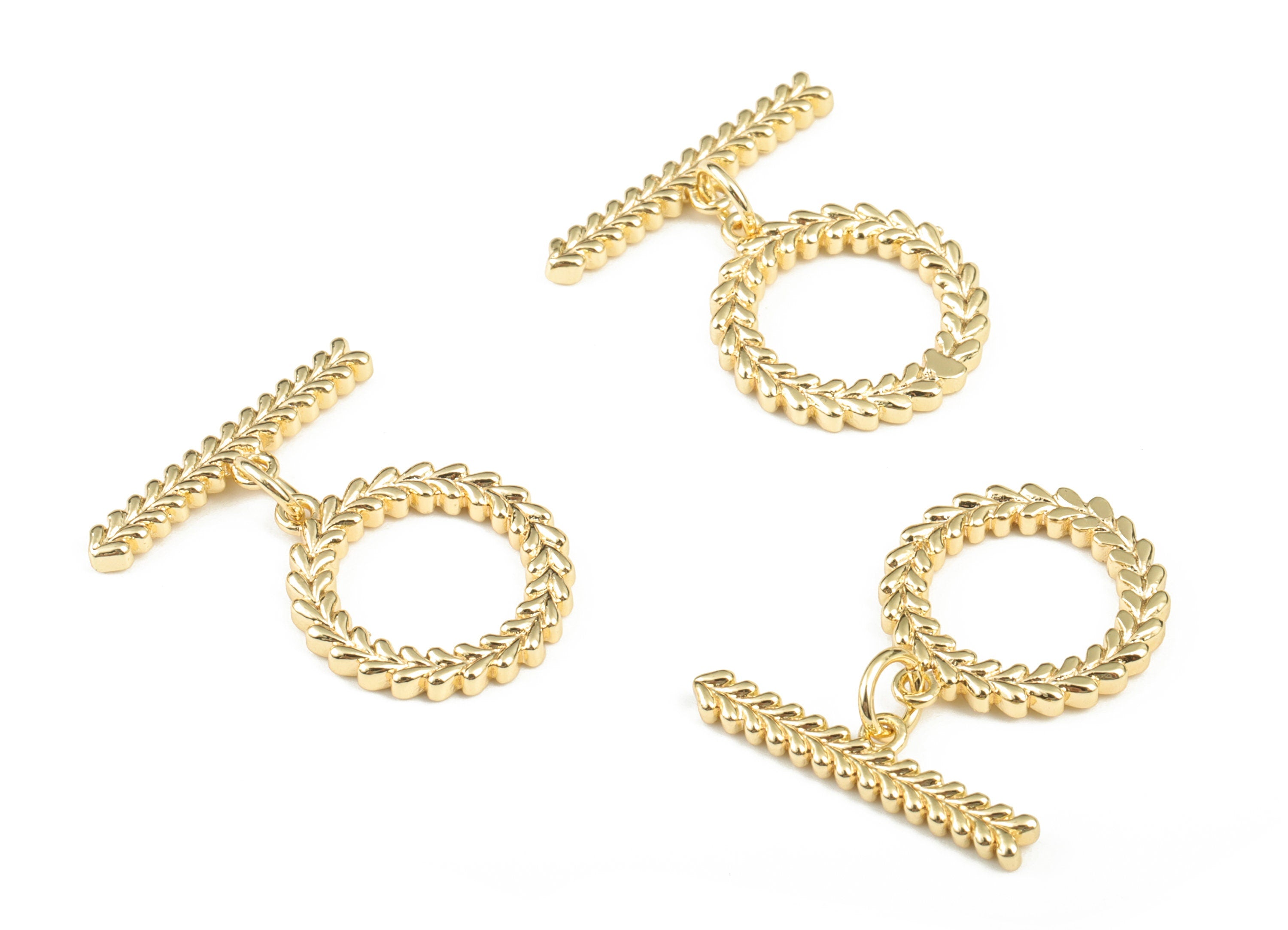 18k Gold Clasps - Toggle Jewelry Clasp - 18K Real Gold Plating Brass DIY Jewelry Making Supplies - 23.77 × 21.07 × 1.88mm - RGP2865 - DOMEDBAZAAR