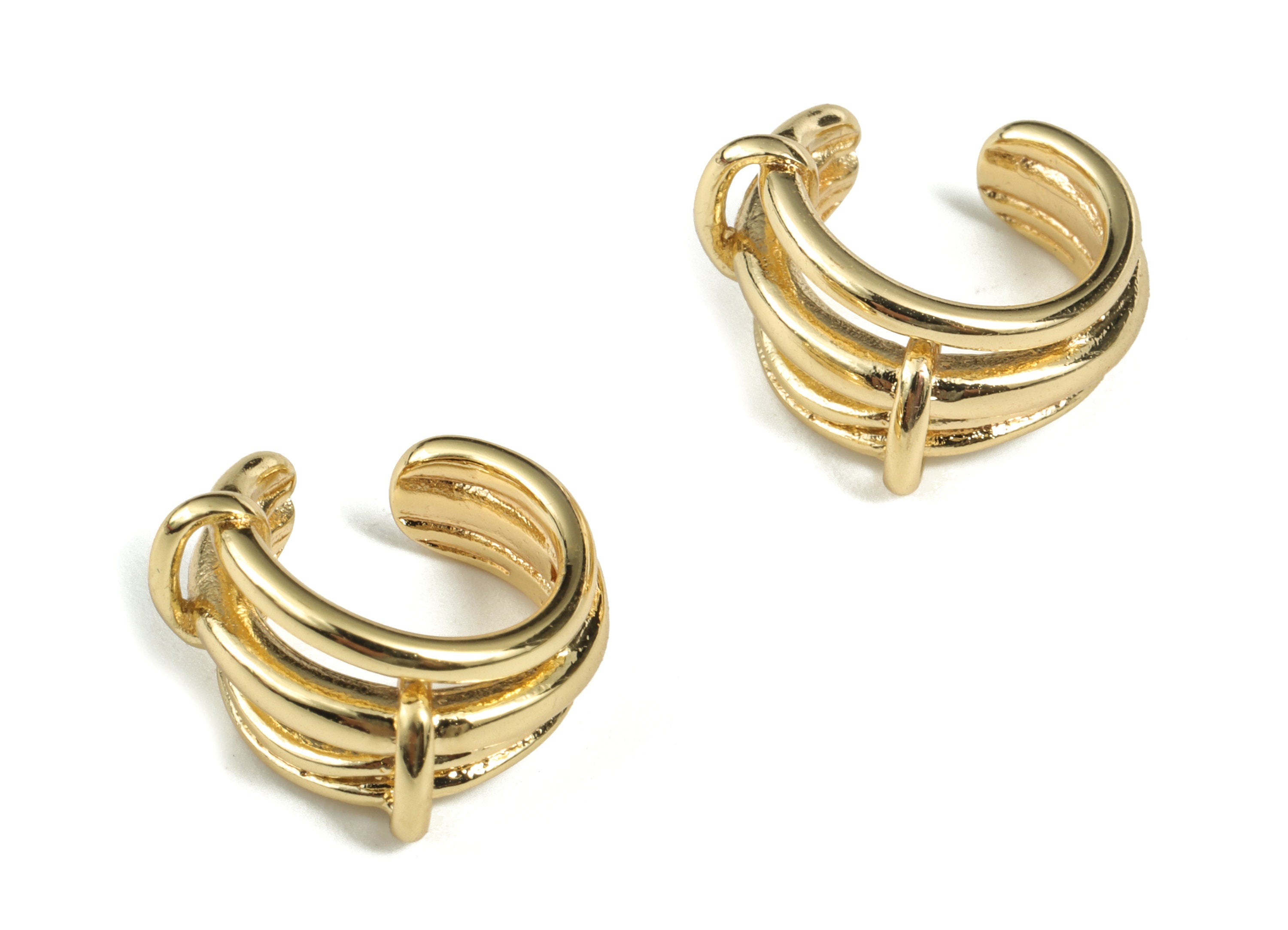 Ear Cuff Earrings - Ear cuff no piercing - Ear Cuff Fake Piercing - 18K Real Gold Plating -Jewelry Supplies - 16.97x15.28x4.45mm - RGP2894 - DOMEDBAZAAR