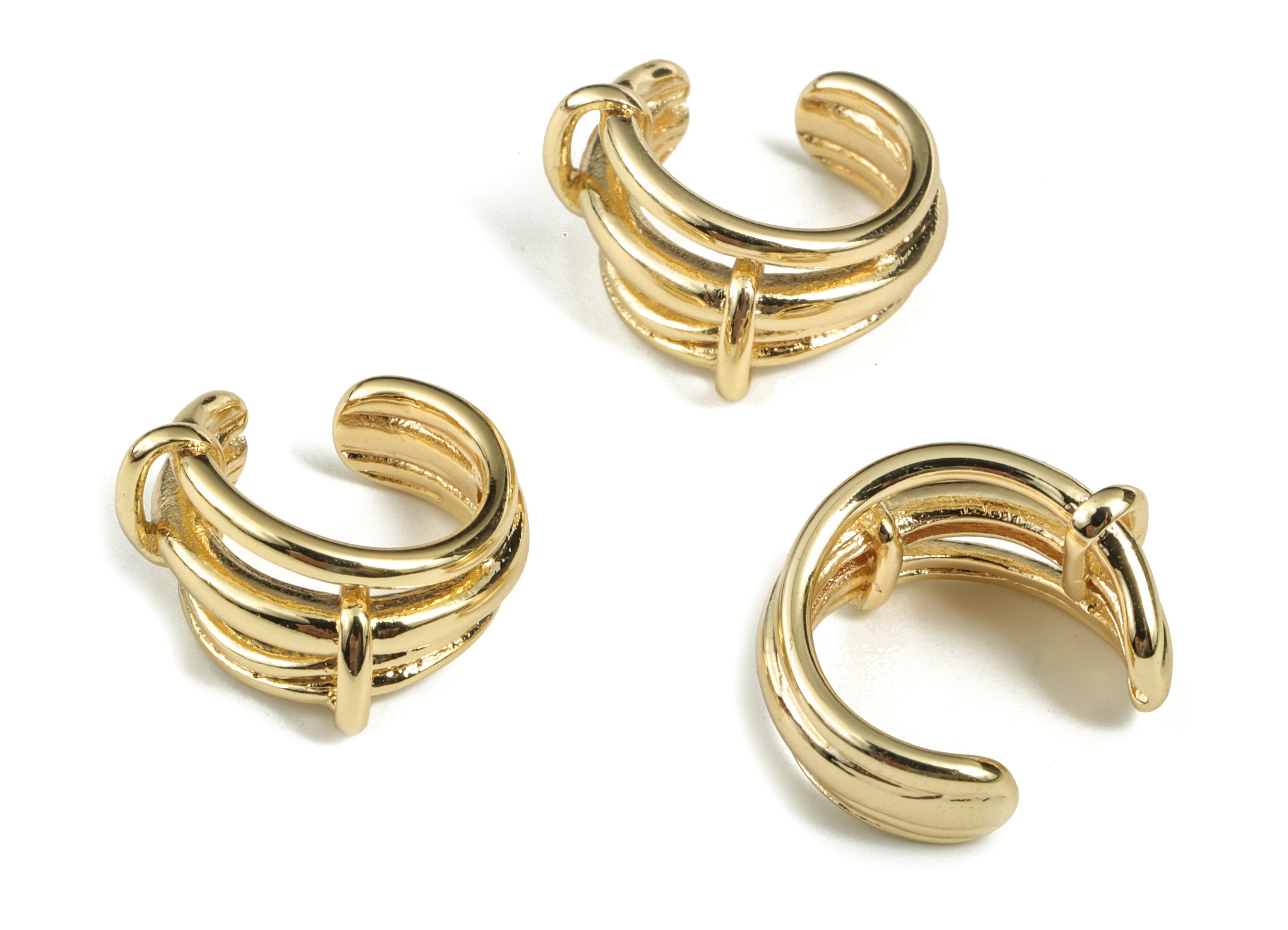 Ear Cuff Earrings - Ear cuff no piercing - Ear Cuff Fake Piercing - 18K Real Gold Plating -Jewelry Supplies - 16.97x15.28x4.45mm - RGP2894 - DOMEDBAZAAR