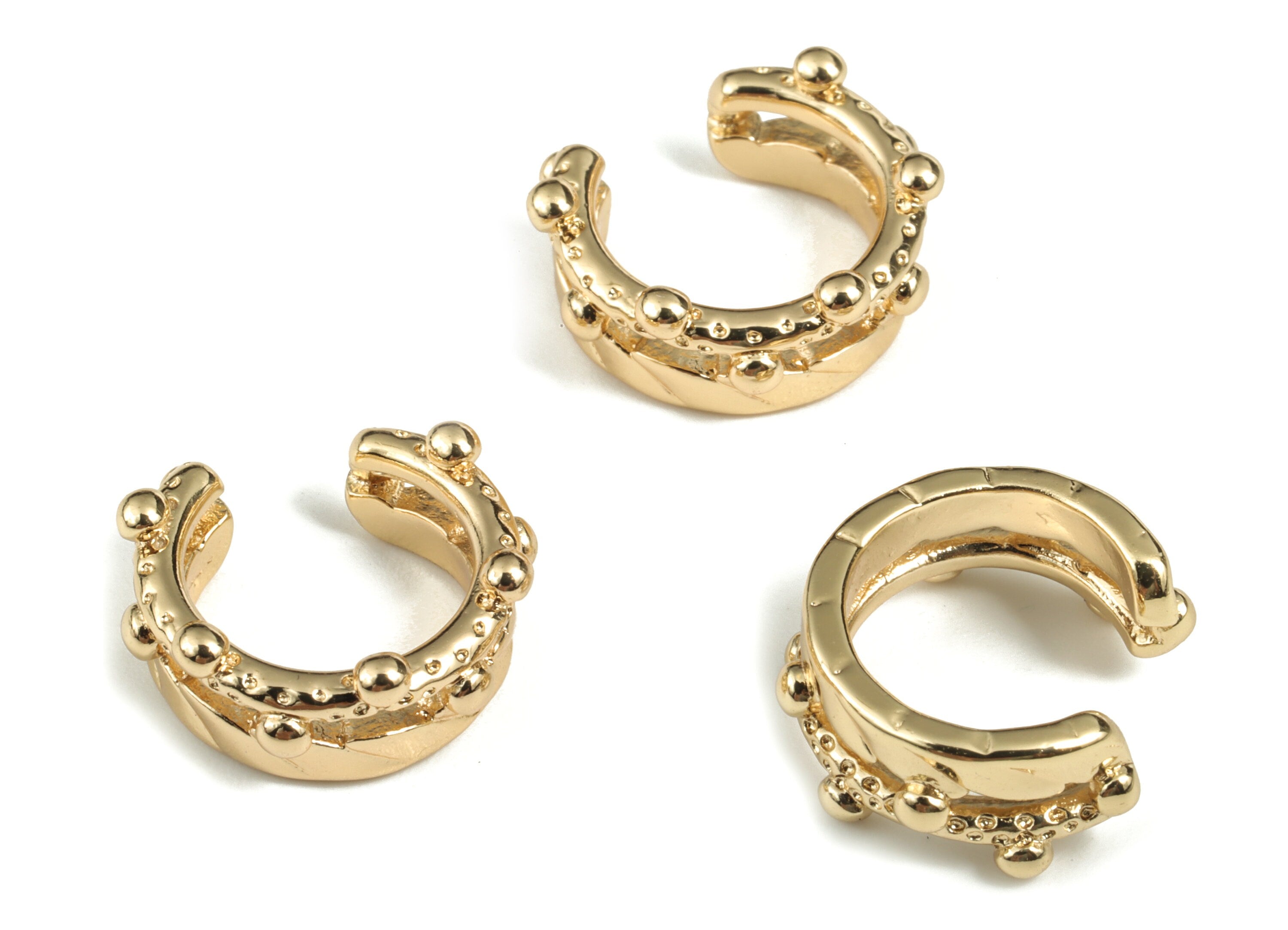 No Piercing Ear Cuff - Gold Ear Cuff – Round Ear Cuff - Piercing Free Earring - Gold Earring - Jewelry Supplies - 15.98x14.3x2.5mm - RGP2900 - DOMEDBAZAAR