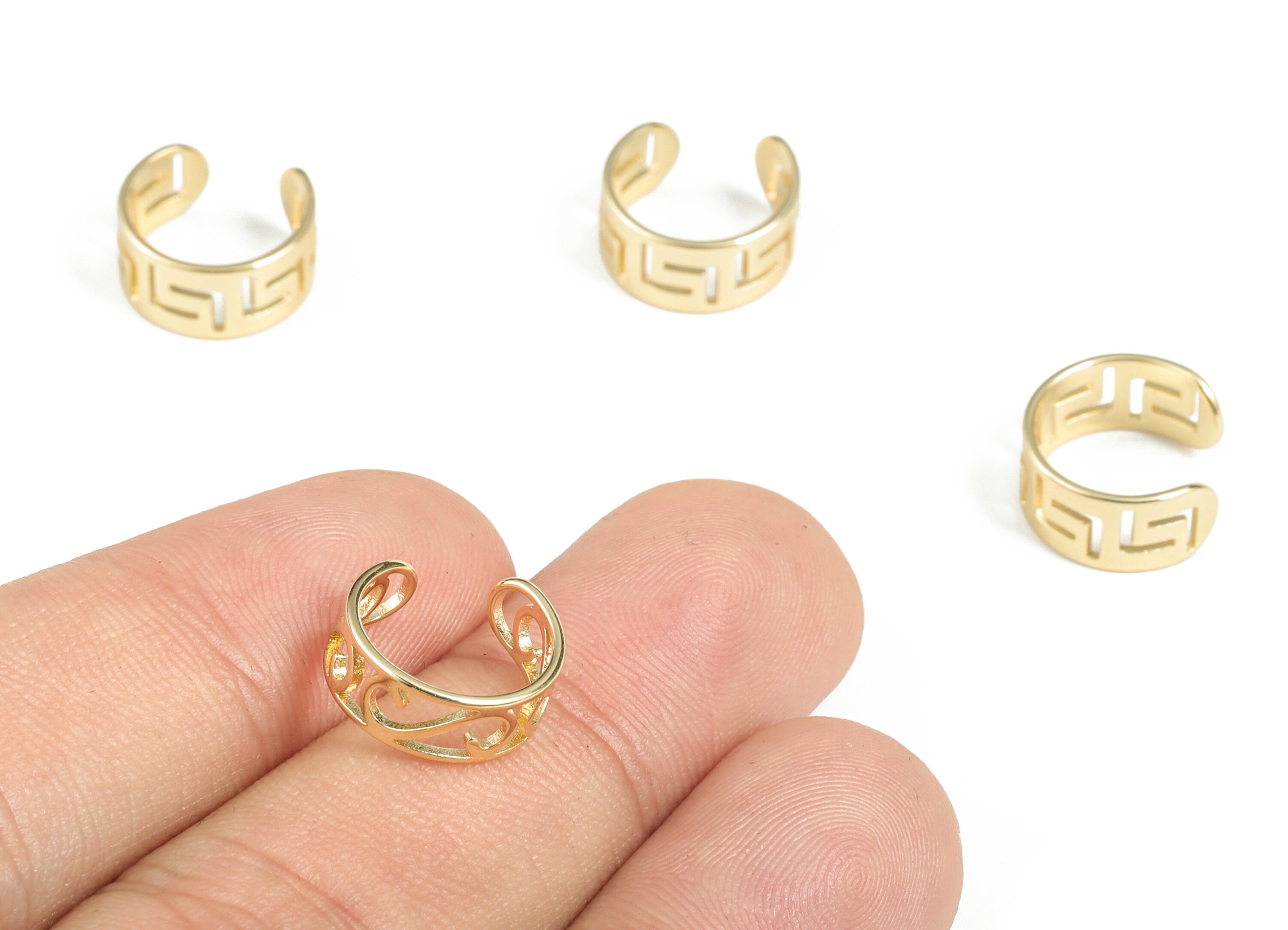 Ear Cuff No Piercing - Ear Cuff Jewelry – Earring Gold Cuff - Ear Cuff Non Pierced - Fake Helix Piercing - 12.44x11.97x1.14mm - RGP2902 - DOMEDBAZAAR