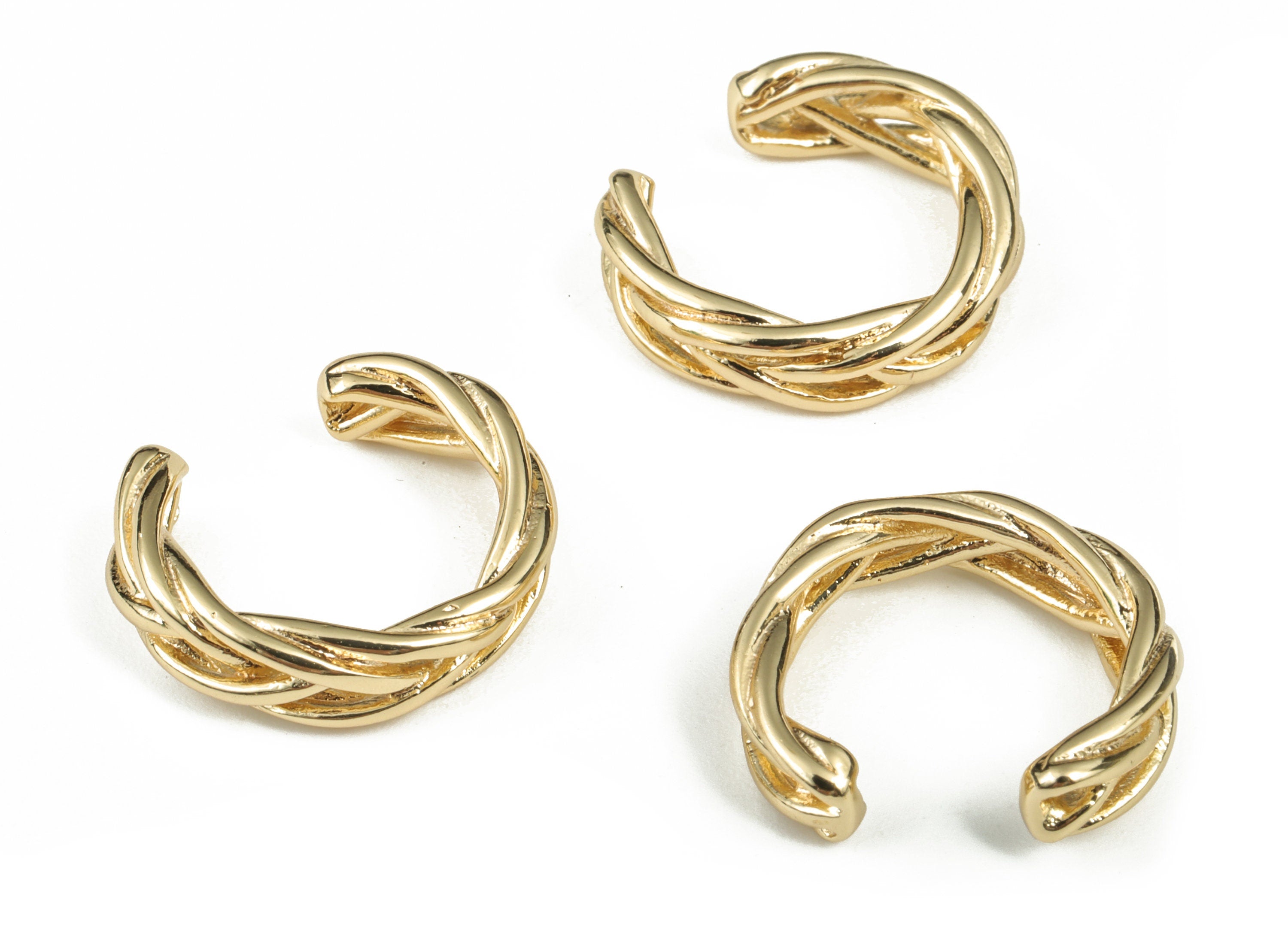 Ear Cuff No Piercing – Twisted Ear Cuff – Earring Gold Cuff - Ear Cuff Non Pierced - Fake Piercing Earring - 16.91x15.86x2.37mm - RGP2906 - DOMEDBAZAAR