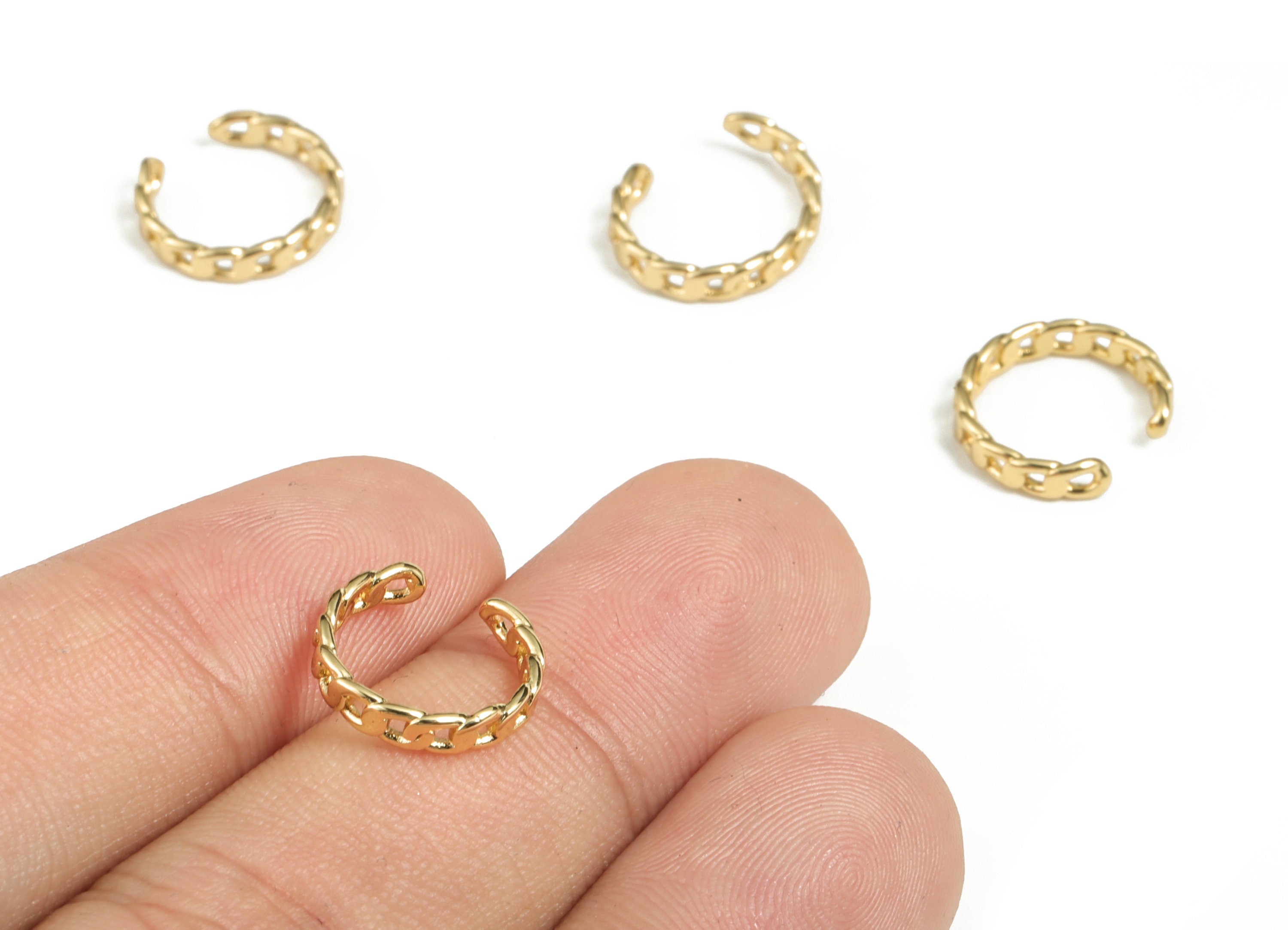 Brass Ear Cuff No Piercing - Ear Cuffs – Earring Gold Cuff - Ear Cuff non pierced - Gold fake piercing - 12.93x12.37x1.1mm - RGP2909 - DOMEDBAZAAR