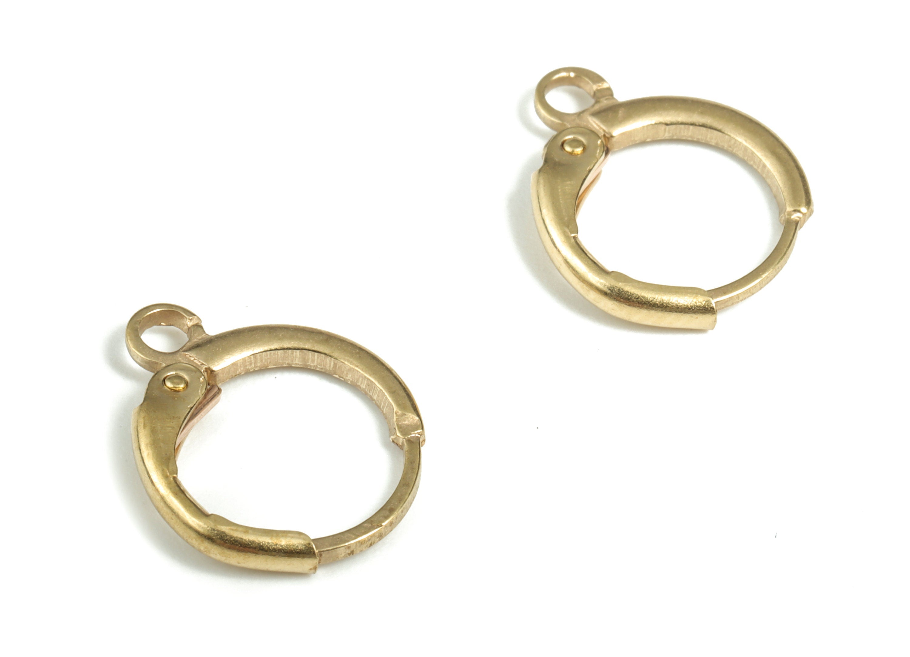 Brass Leverback Round Earring Clasp - Raw Brass Plain Leverback - Earring Findings - Jewelry Making Supplies - 14.46x11.66x1.85mm - PP3763 - DOMEDBAZAAR