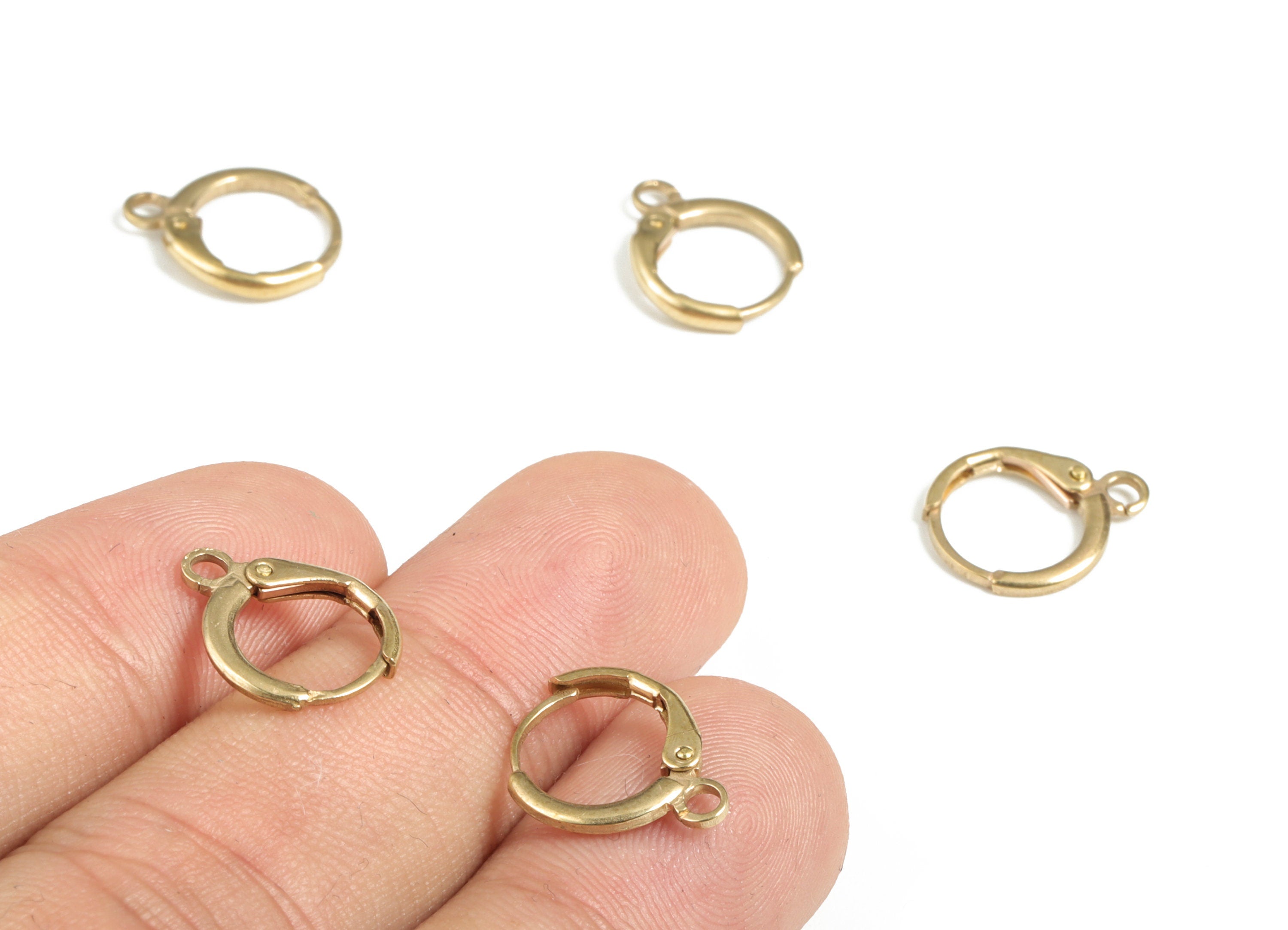 Brass Leverback Round Earring Clasp - Raw Brass Plain Leverback - Earring Findings - Jewelry Making Supplies - 14.46x11.66x1.85mm - PP3763 - DOMEDBAZAAR