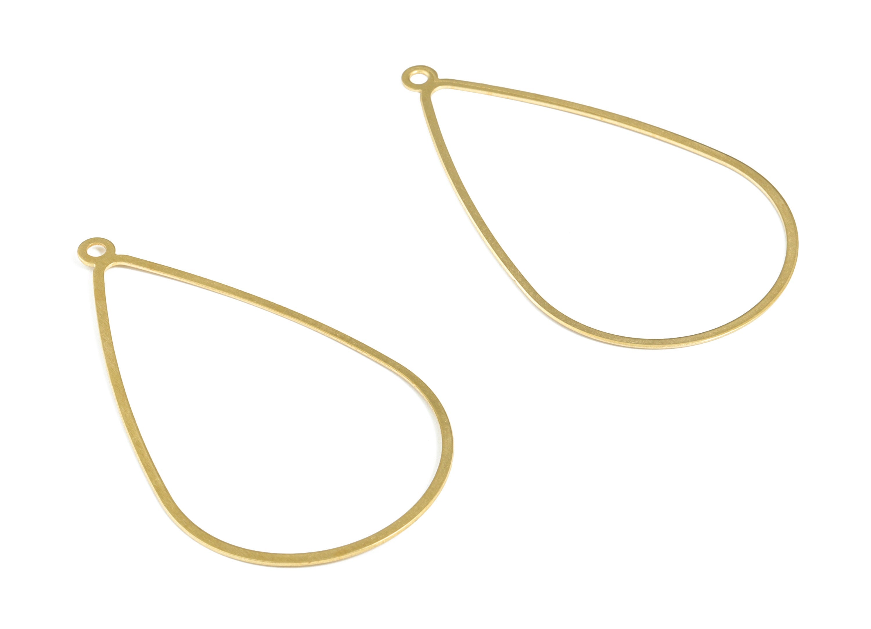 Brass Drop Earring Charms - Raw Brass Drop Pendant - Earring Findings - Jewelry Making Supplies – 65.9x37.52x0.58mm - PP3768 - DOMEDBAZAAR