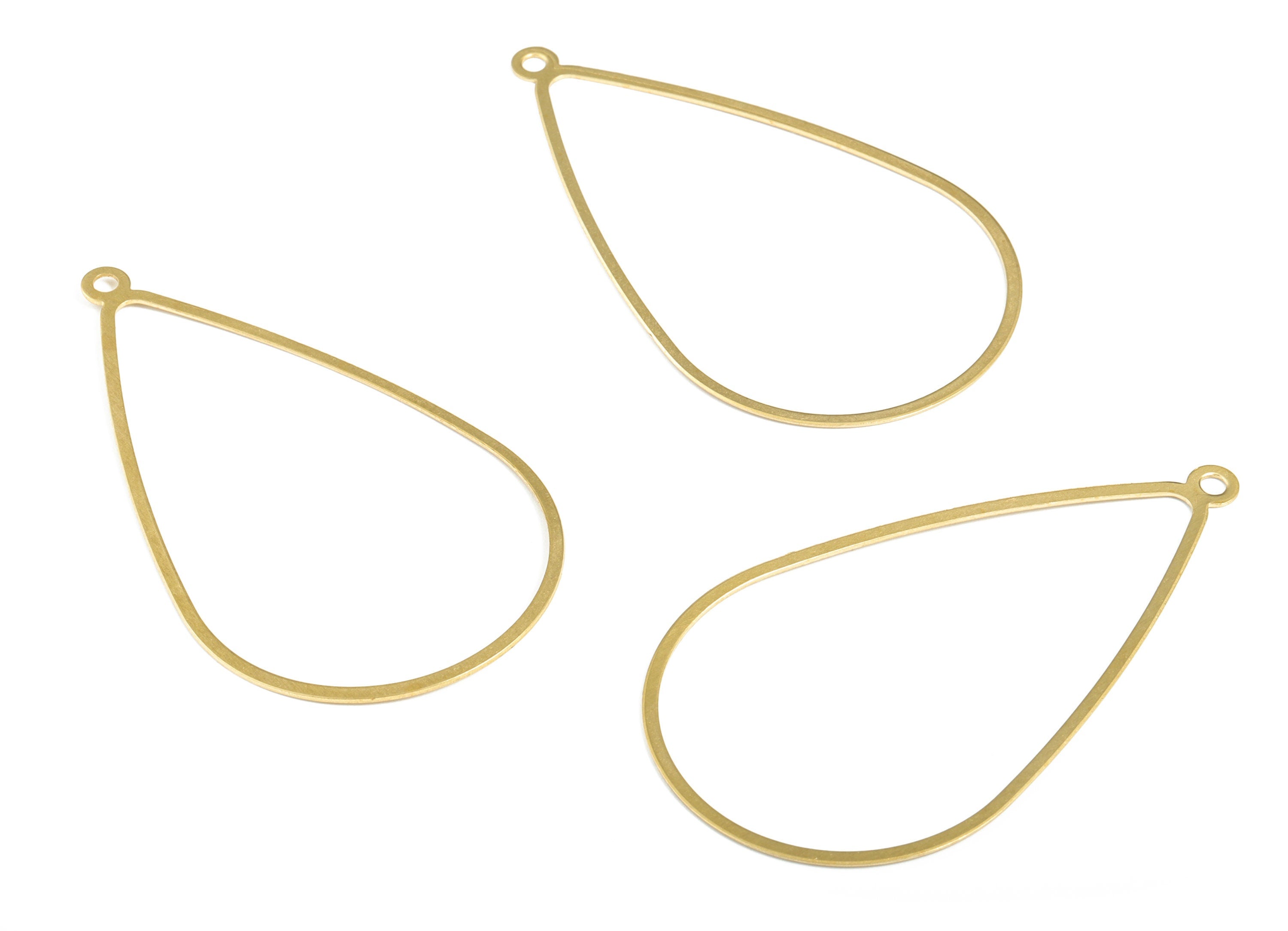 Brass Drop Earring Charms - Raw Brass Drop Pendant - Earring Findings - Jewelry Making Supplies – 65.9x37.52x0.58mm - PP3768 - DOMEDBAZAAR