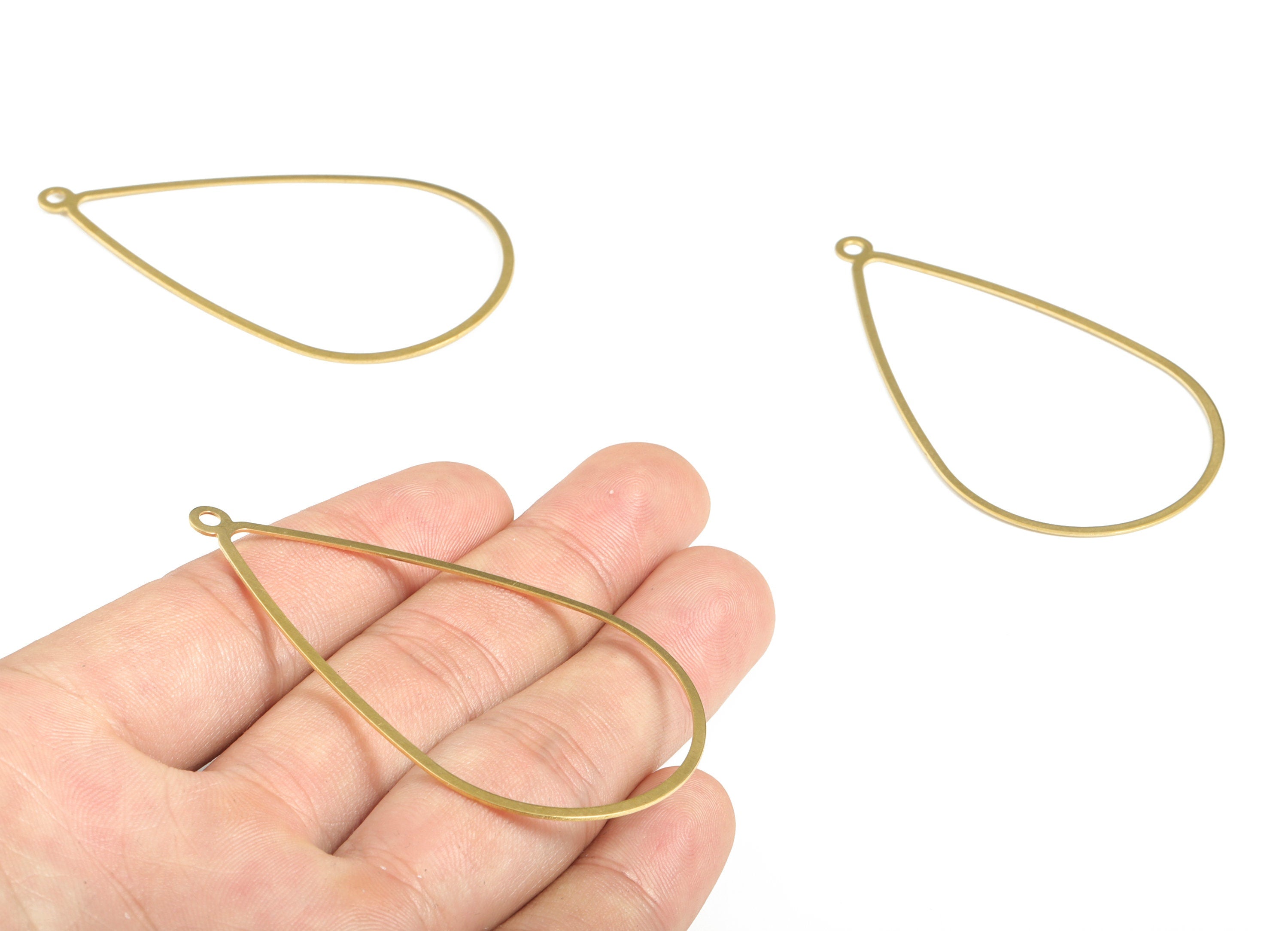 Brass Drop Earring Charms - Raw Brass Drop Pendant - Earring Findings - Jewelry Making Supplies – 65.9x37.52x0.58mm - PP3768 - DOMEDBAZAAR