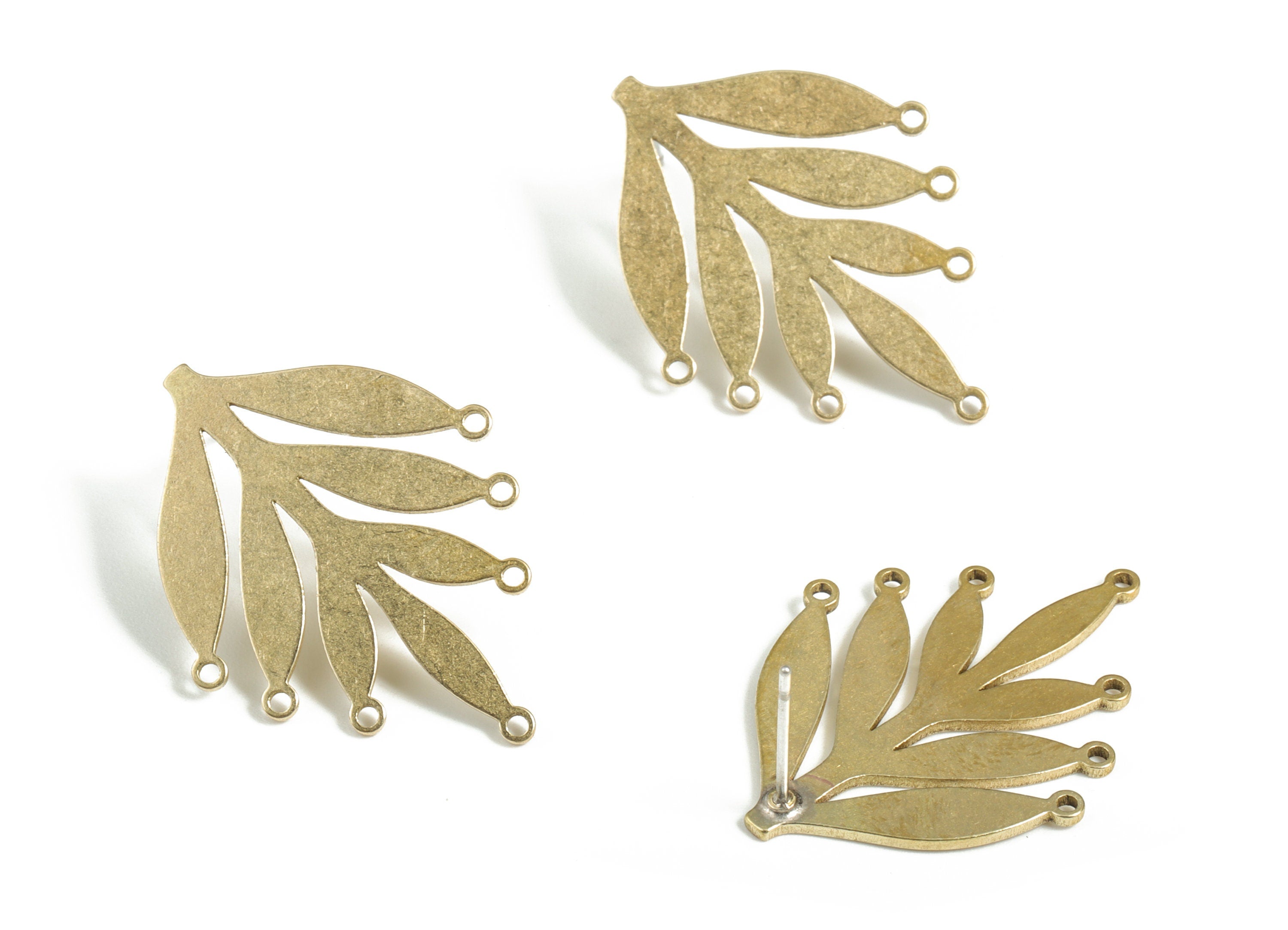 Brass 316 Surgical Stainless Steel Stud - Earrings Leaf Stud-Jewelry supplies – Jewelry Makings Supplies - 30.44x23.35x1.09mm-PP3771 - DOMEDBAZAAR