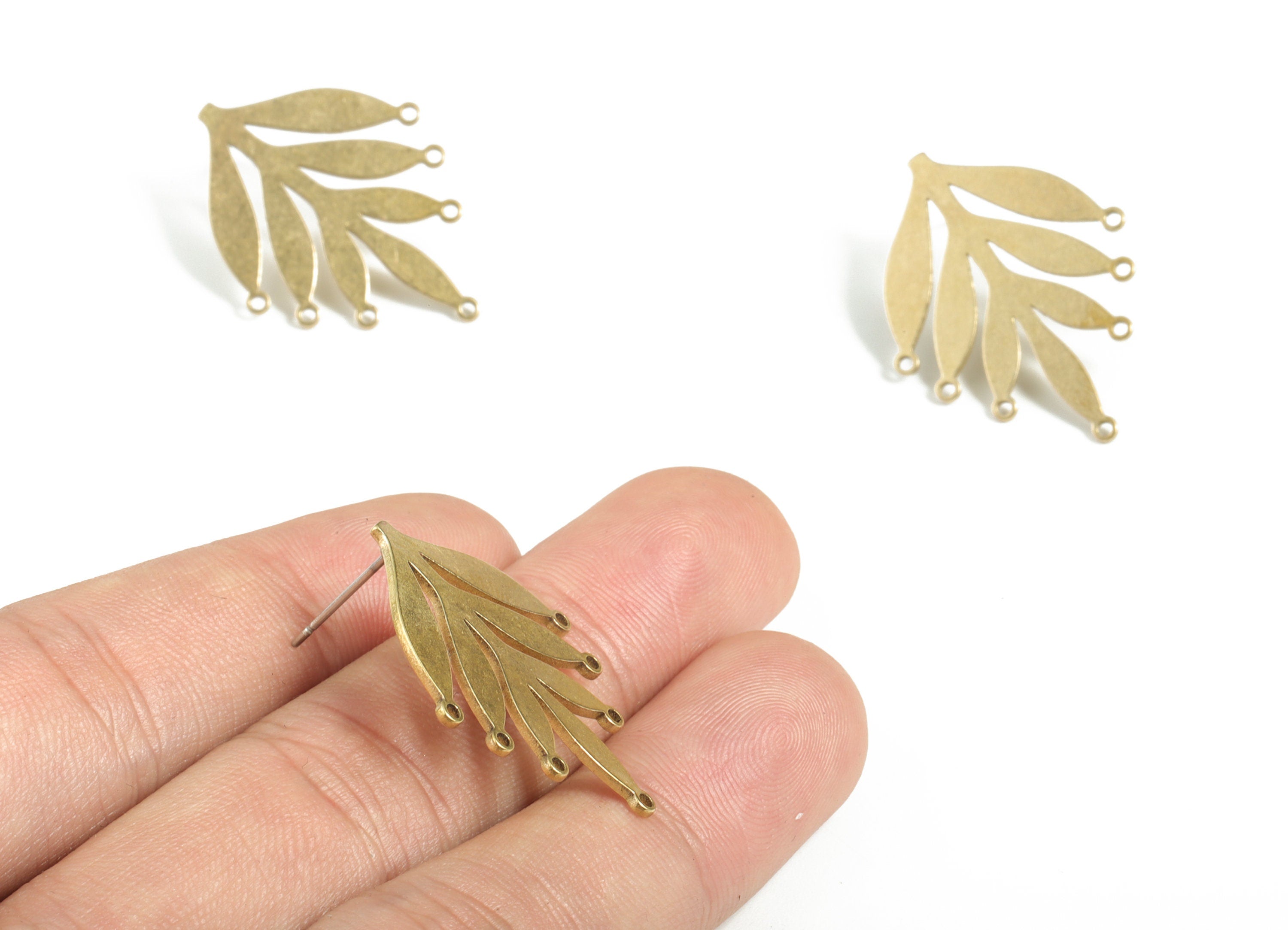 Brass 316 Surgical Stainless Steel Stud - Earrings Leaf Stud-Jewelry supplies – Jewelry Makings Supplies - 30.44x23.35x1.09mm-PP3771 - DOMEDBAZAAR