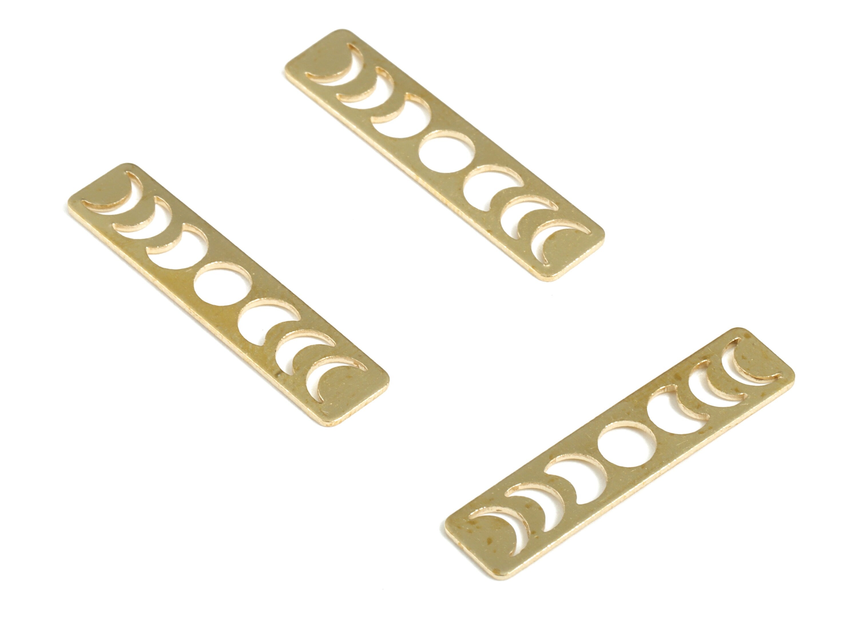 Brass Phases of Moon Earring Charms - Raw Brass Rectangle Pendant- Earring Findings- Jewelry Supplies – 25.14x5.75x0.67mm - PP3843 - DOMEDBAZAAR