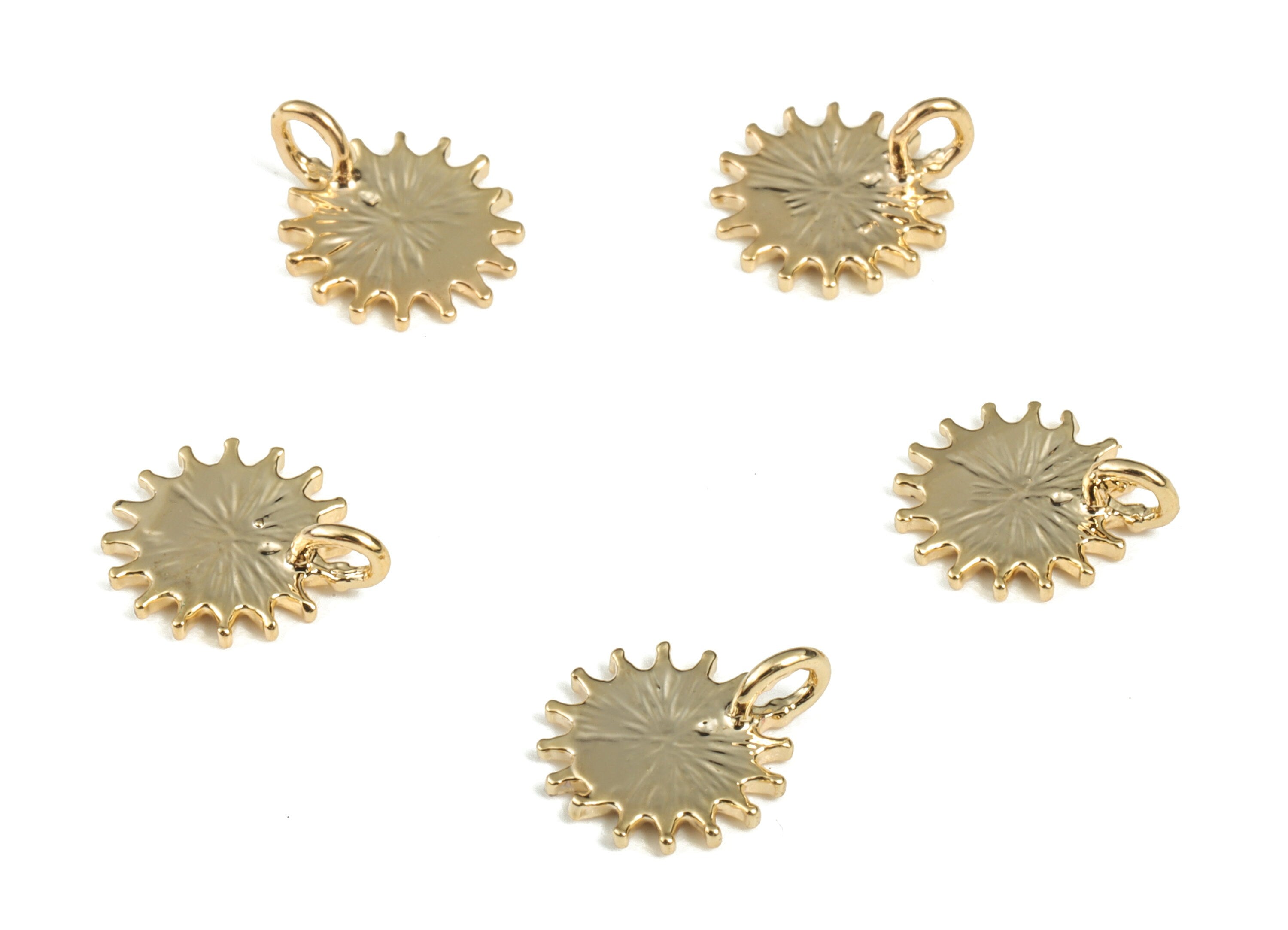 Brass Sun Earring Charms - Gold Sun Pendant - 18K Real Gold Plated Brass – Jewelry Making Supplies - 10.48x8.62x1.08mm - RGP2811 - DOMEDBAZAAR
