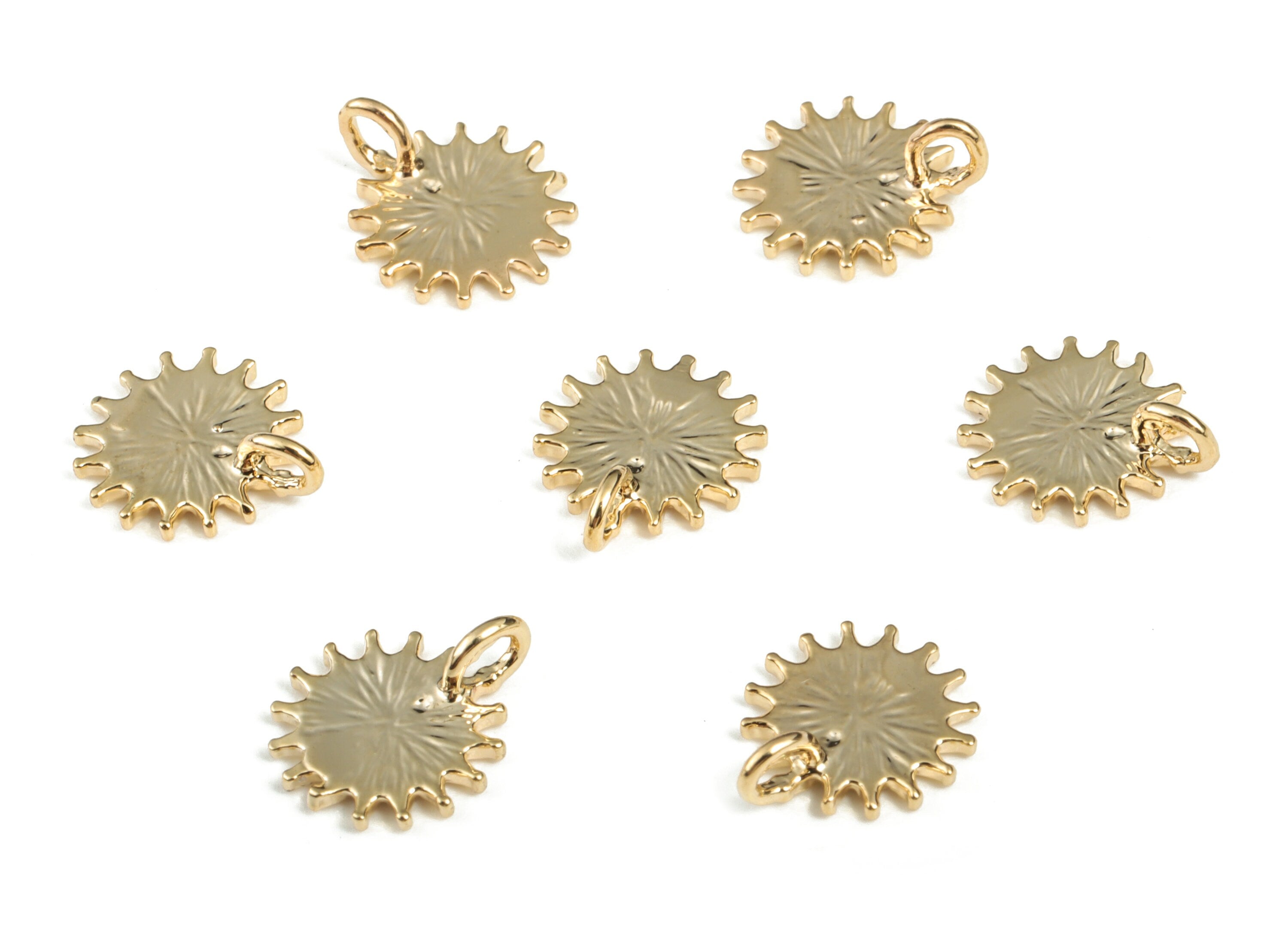Brass Sun Earring Charms - Gold Sun Pendant - 18K Real Gold Plated Brass – Jewelry Making Supplies - 10.48x8.62x1.08mm - RGP2811 - DOMEDBAZAAR