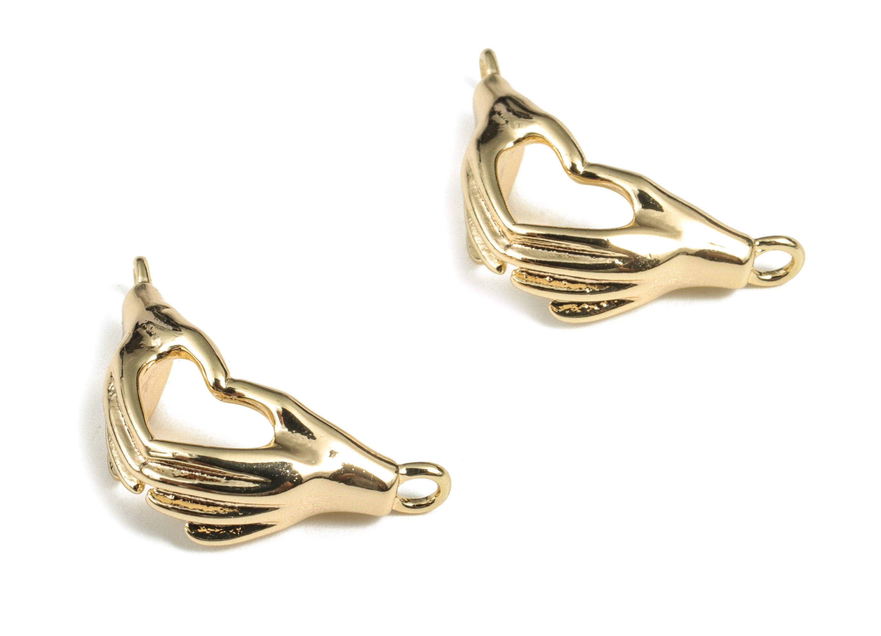 Brass Love Hands Pendant - 18K Real Gold Plated Brass Love Pendant - Heart in Hands - Jewelry Making Supplies - 21.21x11.25x1.51 - RGP2813 - DOMEDBAZAAR