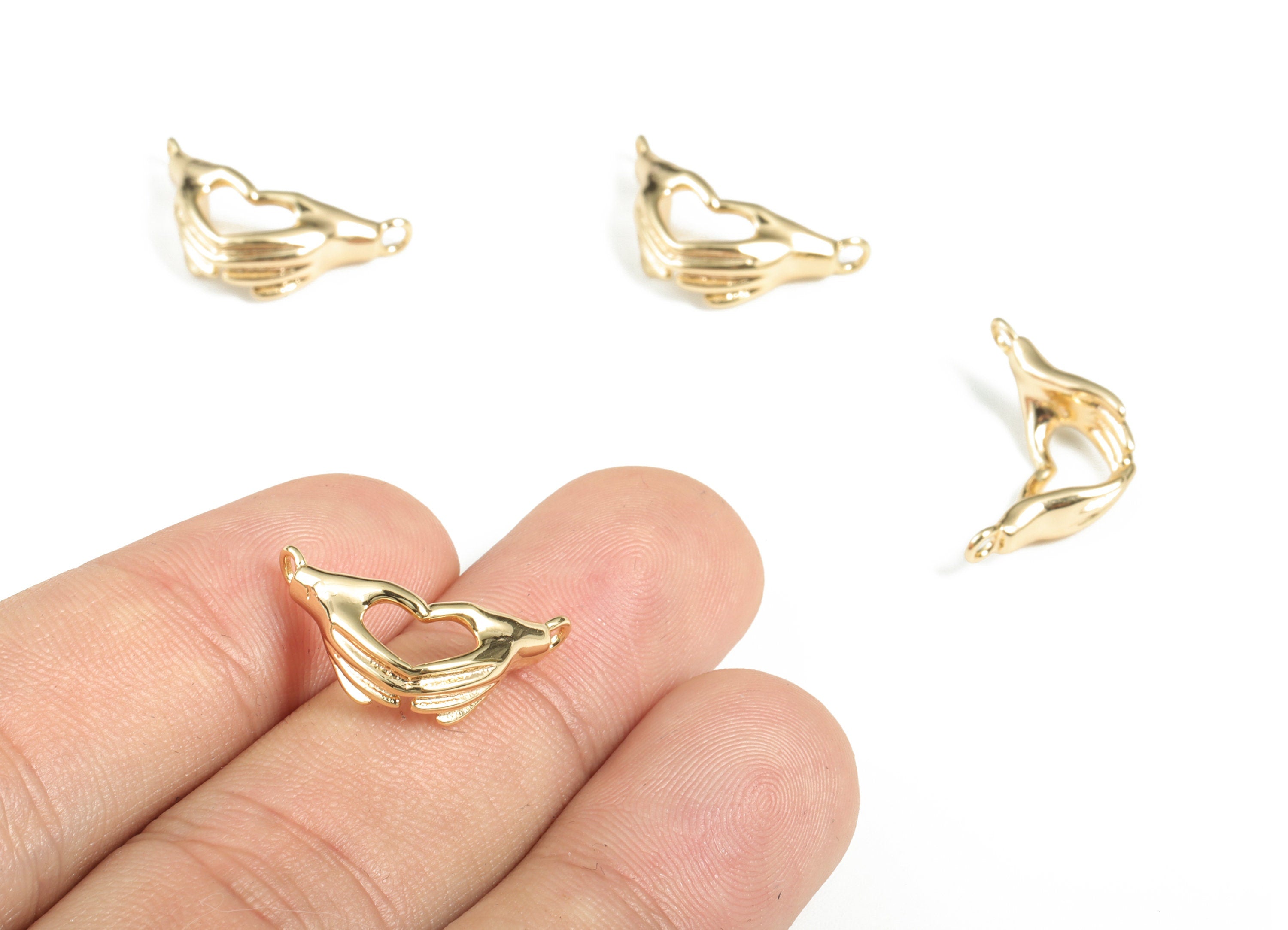 Brass Love Hands Pendant - 18K Real Gold Plated Brass Love Pendant - Heart in Hands - Jewelry Making Supplies - 21.21x11.25x1.51 - RGP2813 - DOMEDBAZAAR