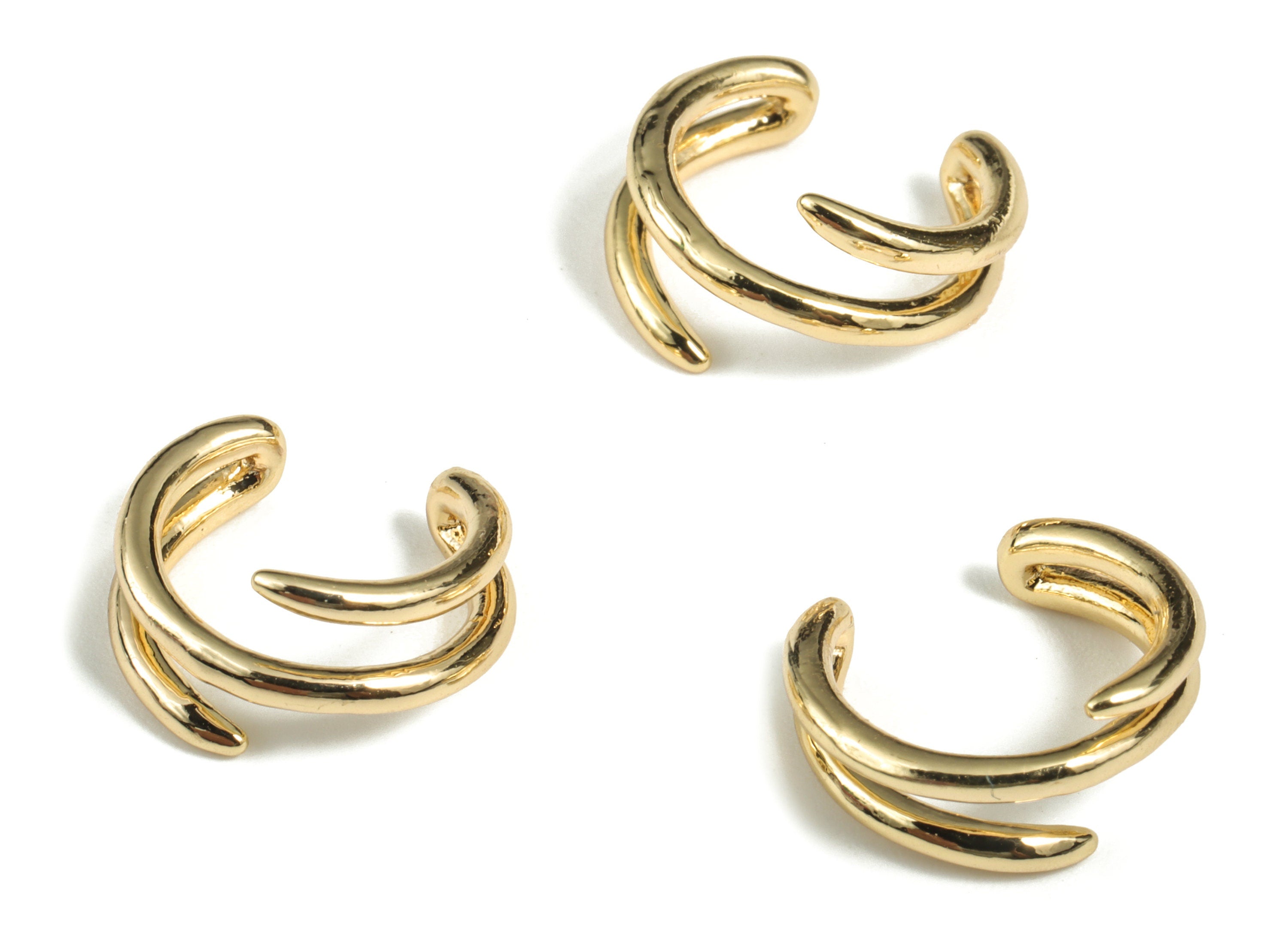 Brass Minimal Edgy Ear cuff Jewelry Charm - 18K Real Gold Plated Brass Pierced Earring – Jewelry Supplies – 12.94x11.99x1.95mm - RGP2825 - DOMEDBAZAAR