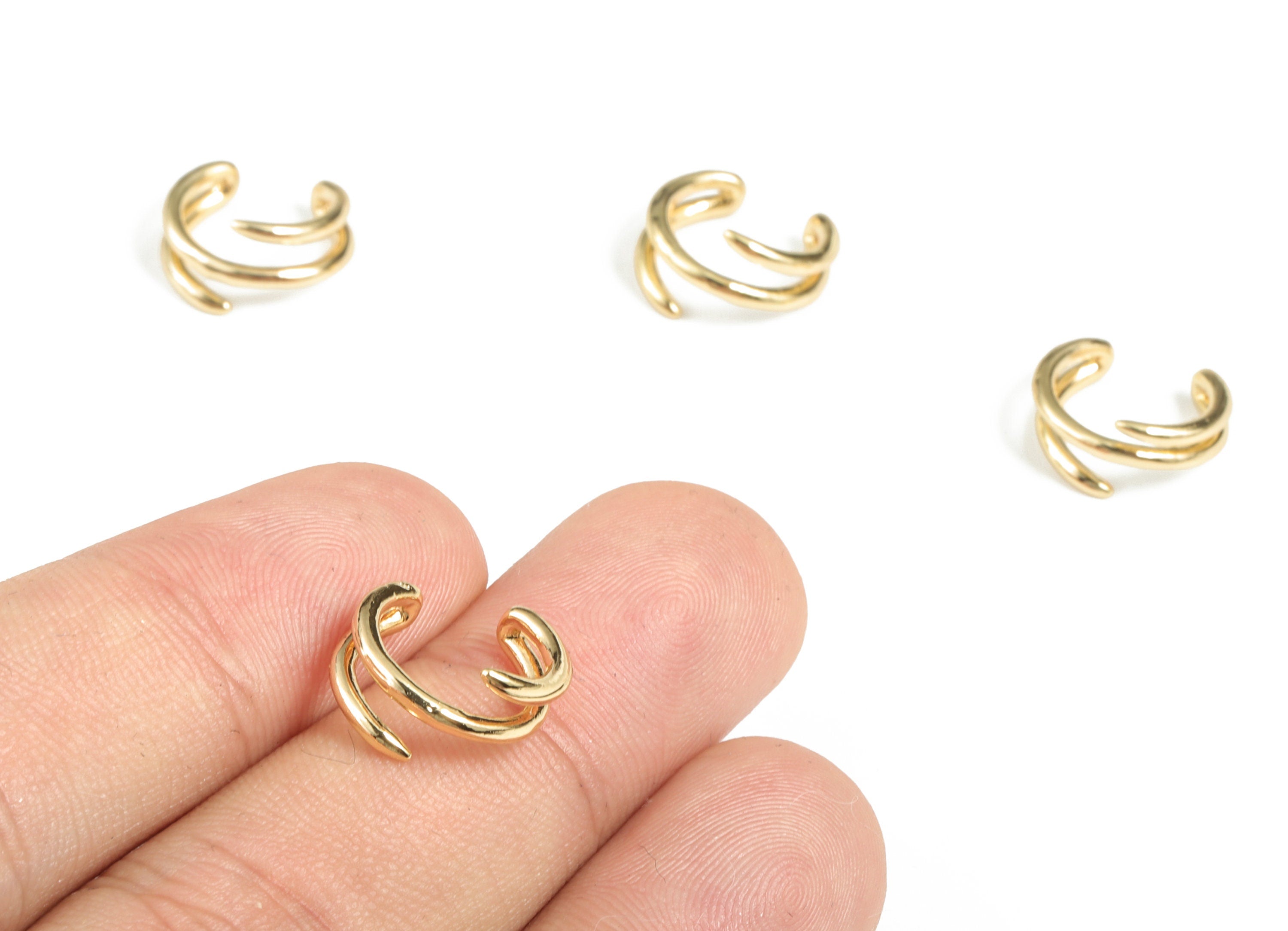 Brass Minimal Edgy Ear cuff Jewelry Charm - 18K Real Gold Plated Brass Pierced Earring – Jewelry Supplies – 12.94x11.99x1.95mm - RGP2825 - DOMEDBAZAAR