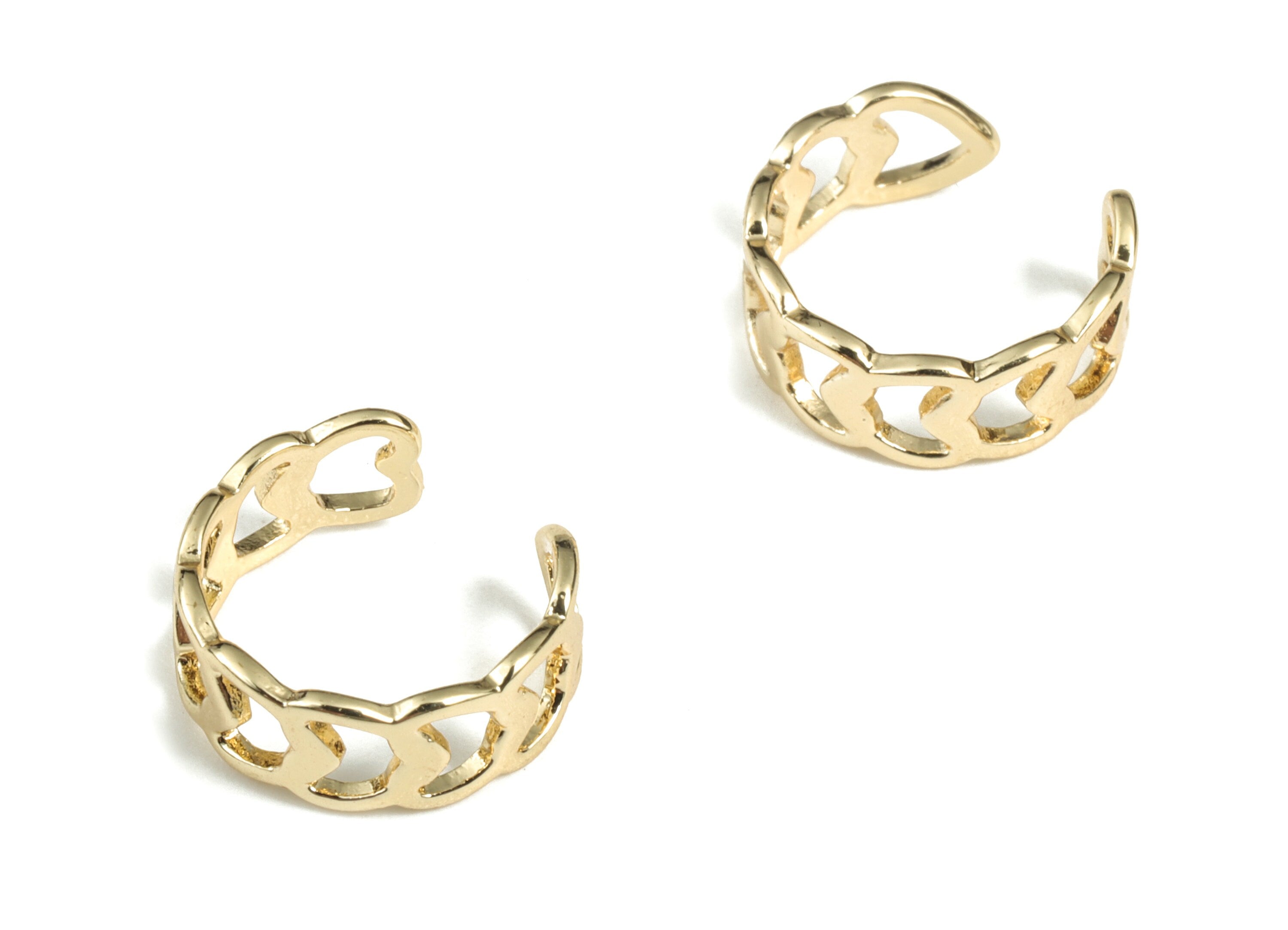 Brass Ear Cuff Earring Charms - 18K Real Gold Plated Brass – Earring Findings - Jewelry Making Supplies – 10.91x10.74x0.78mm - RGP2827 - DOMEDBAZAAR