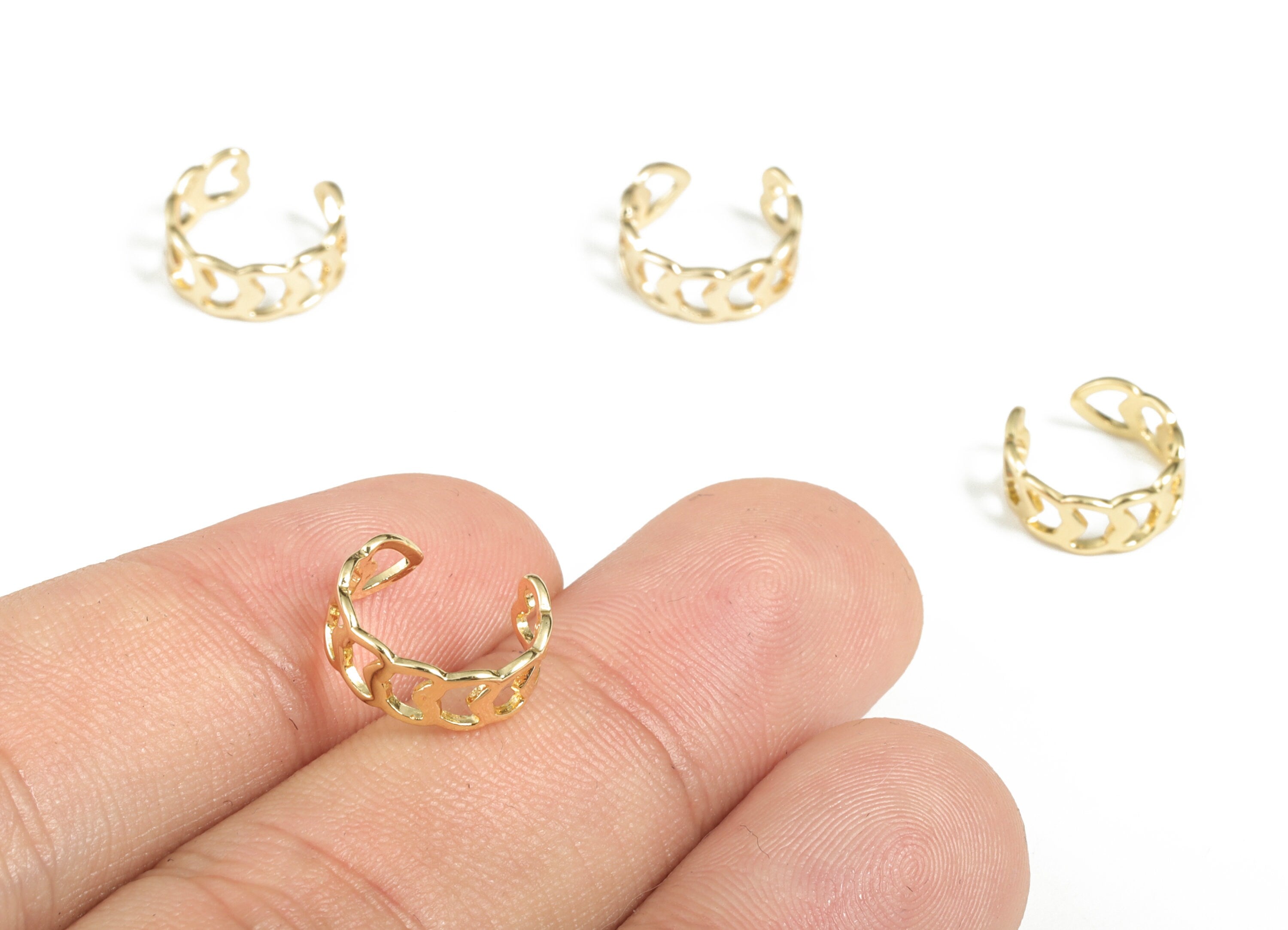 Brass Ear Cuff Earring Charms - 18K Real Gold Plated Brass – Earring Findings - Jewelry Making Supplies – 10.91x10.74x0.78mm - RGP2827 - DOMEDBAZAAR