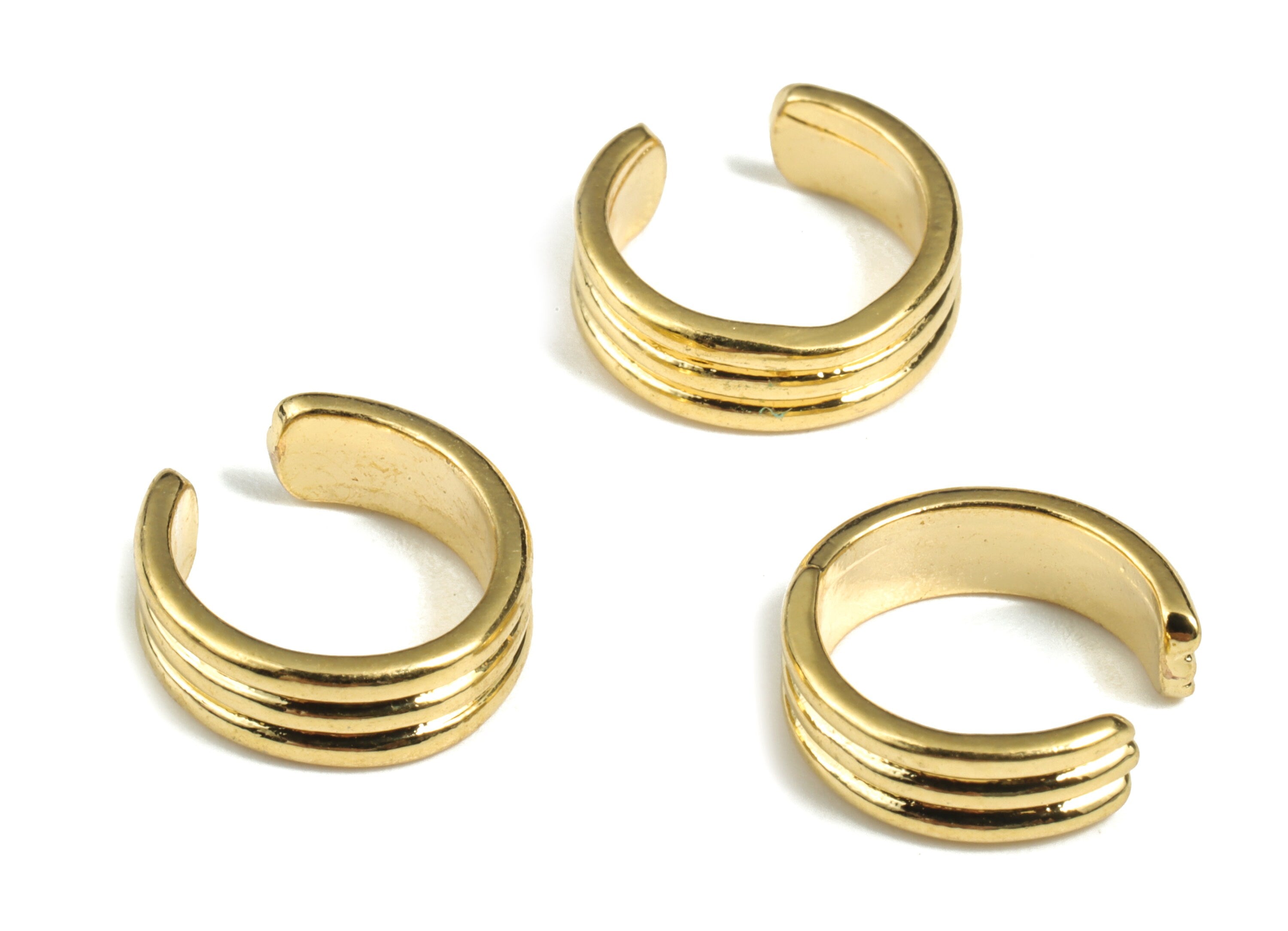 Brass Smooth Ear Cuff Earring Charms - 18K Real Gold Plated Brass – Earring Findings - Jewelry Making Supplies – 11.83x11.66x1.4mm - RGP2834 - DOMEDBAZAAR