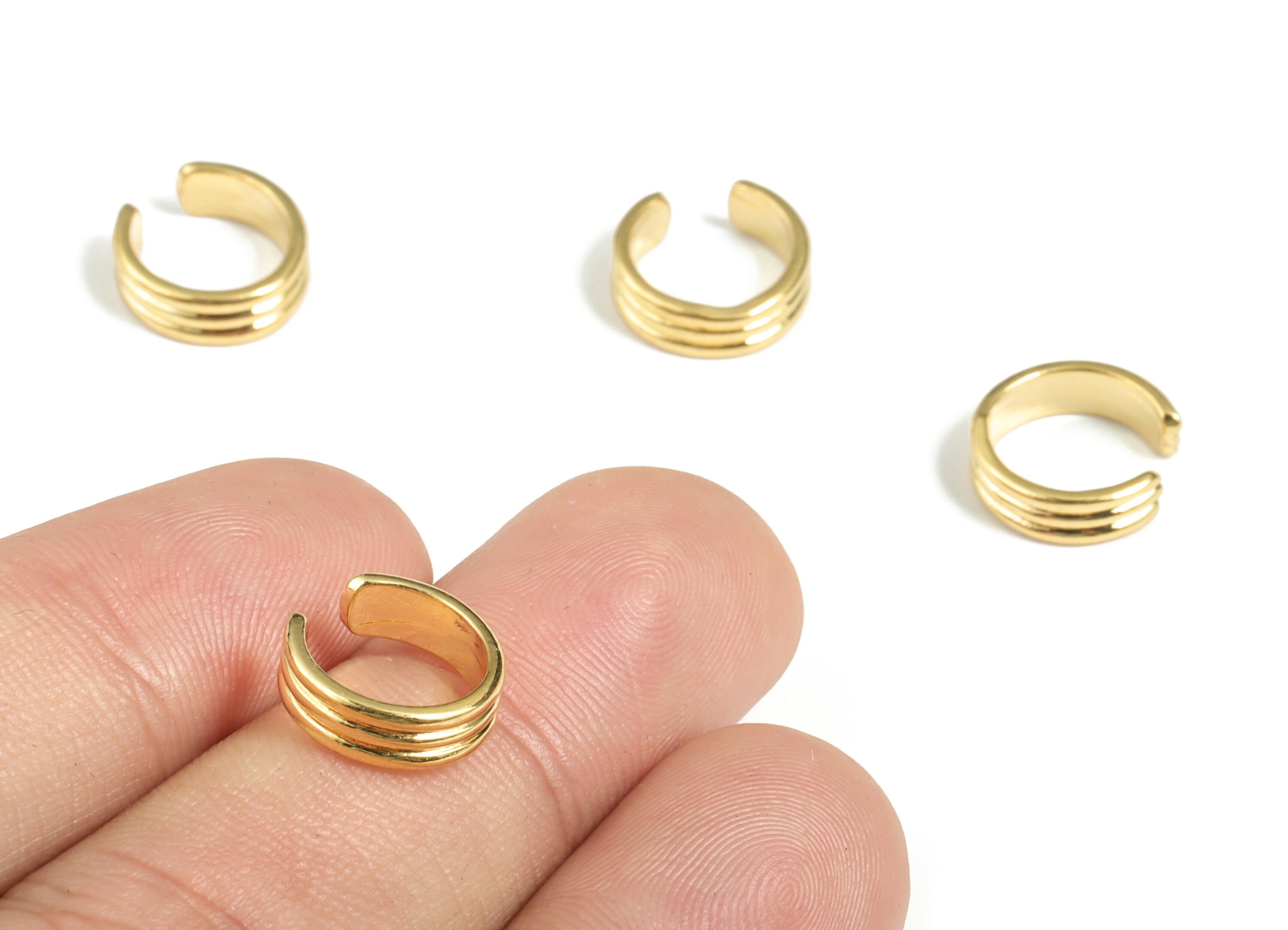 Brass Smooth Ear Cuff Earring Charms - 18K Real Gold Plated Brass – Earring Findings - Jewelry Making Supplies – 11.83x11.66x1.4mm - RGP2834 - DOMEDBAZAAR