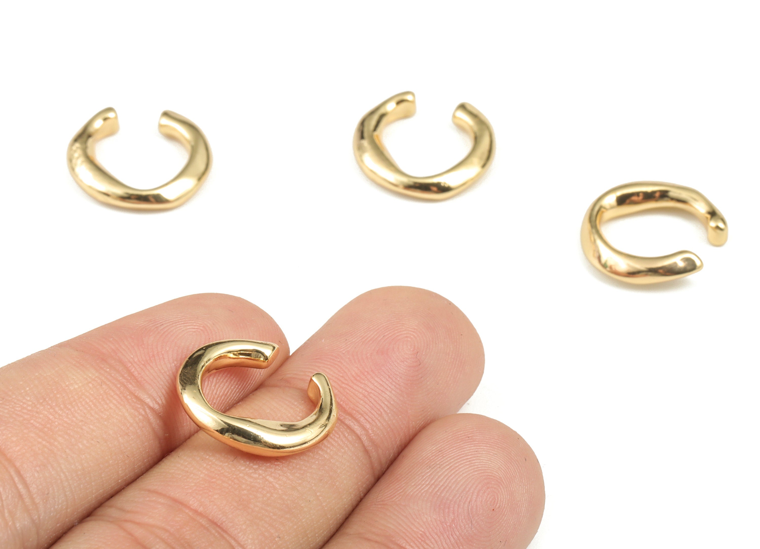 Brass Ear Cuff Earring Charms - 18K Real Gold Plated Brass – Earring Findings - Jewelry Making Supplies - 16.52x15.94x2.33mm - RGP2838 - DOMEDBAZAAR