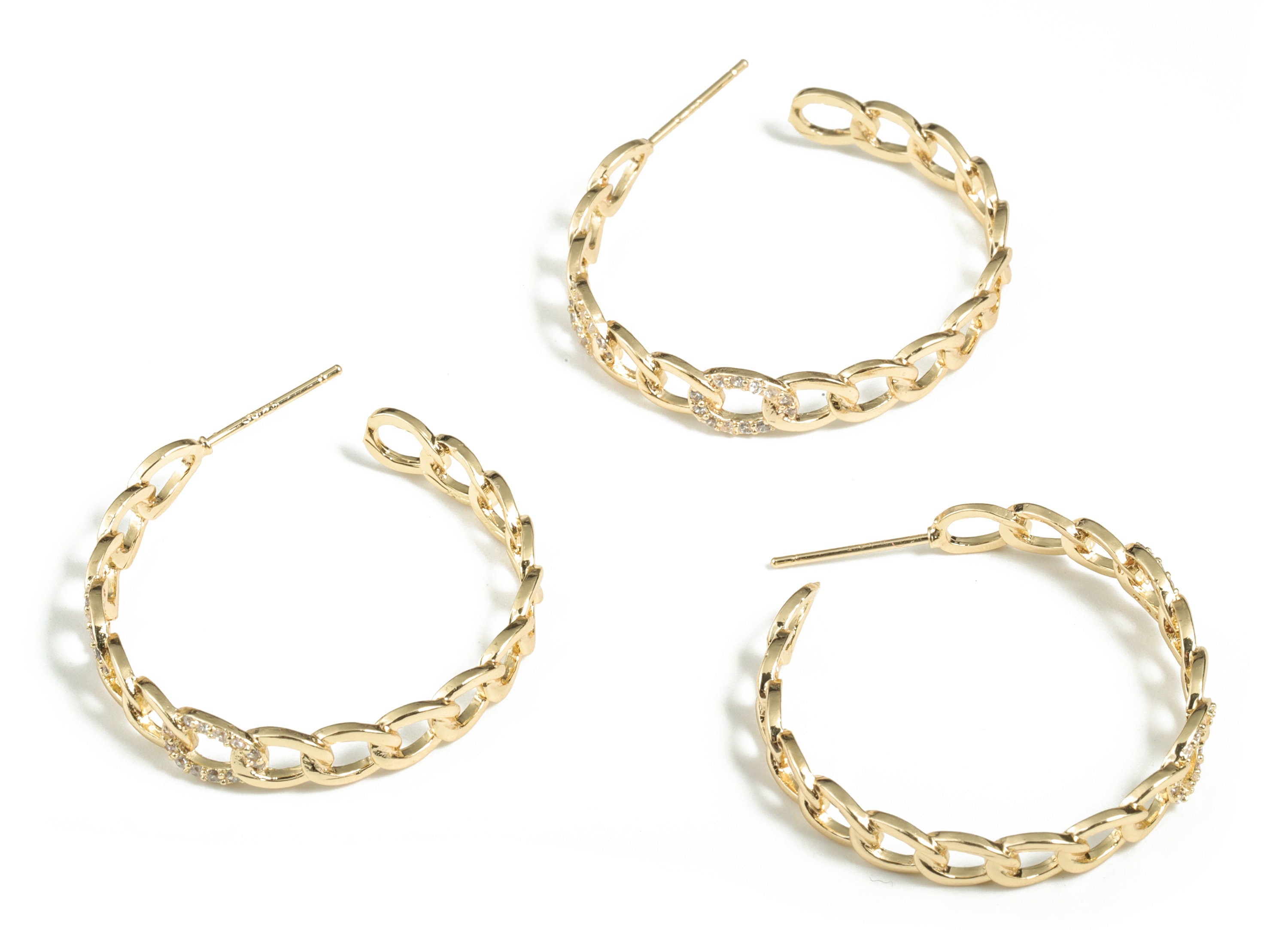 Brass 316 Surgical Stainless Steel Stud - Raw Brass Earring Post - 18K Real Gold Plated Brass - Jewelry Making -34.76x31.71x1.7mm - RGP2852 - DOMEDBAZAAR