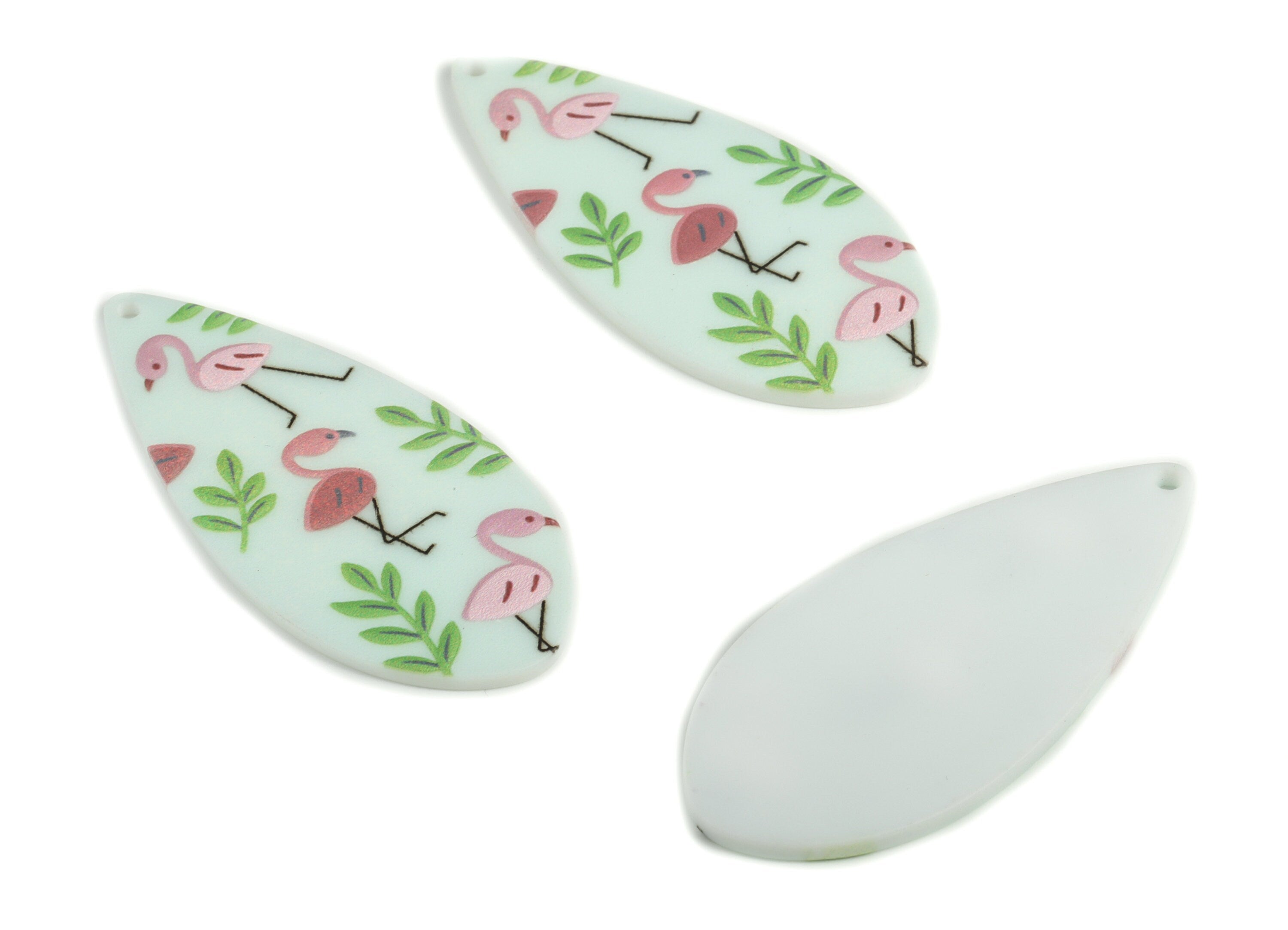 Acrylic Drop Earring Charm - Flamingo Acrylic Drop Earrings- Earring Post - Jewelry Supplies - 48x22x2.76mm - AC1949A - DOMEDBAZAAR