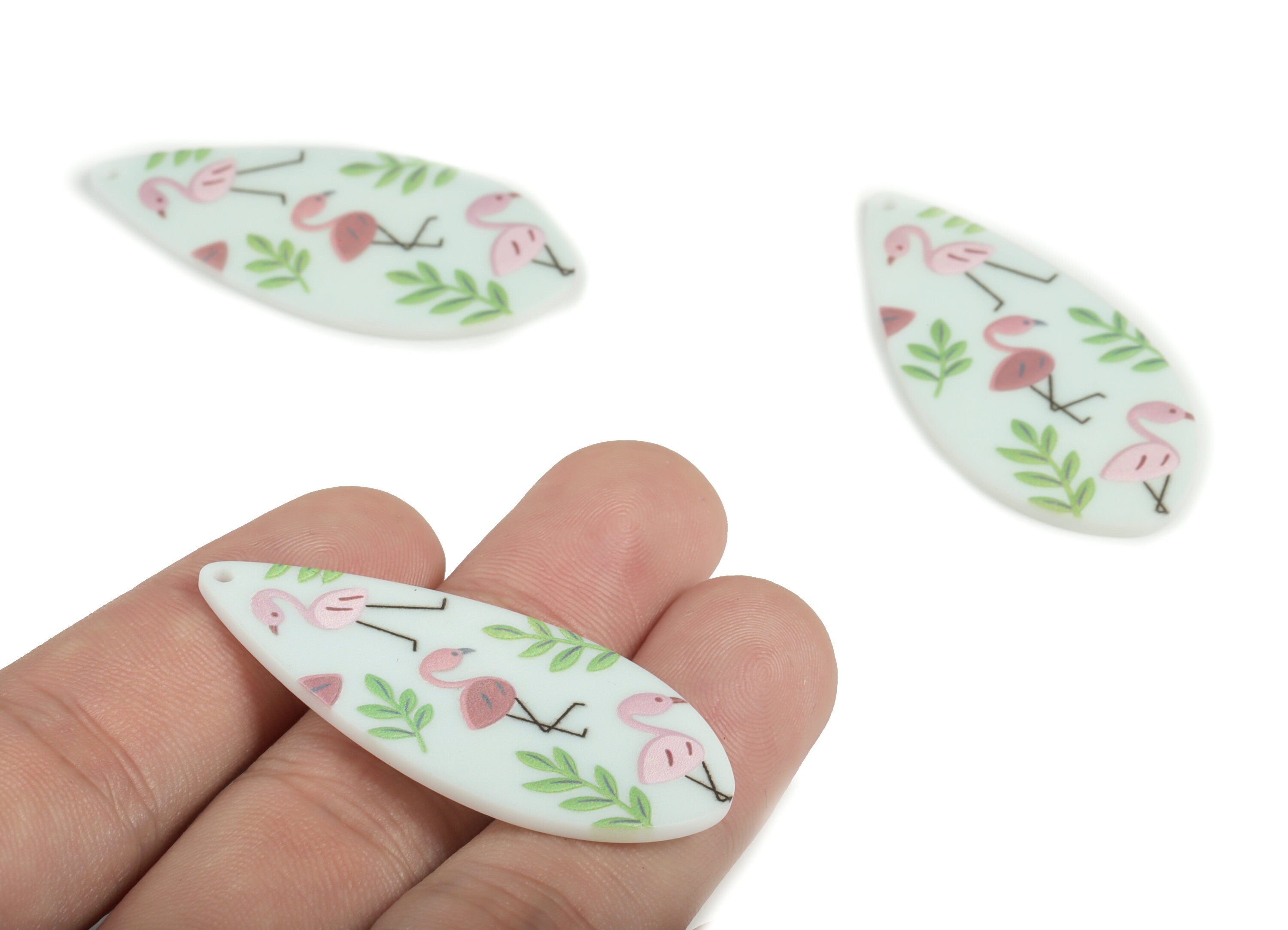 Acrylic Drop Earring Charm - Flamingo Acrylic Drop Earrings- Earring Post - Jewelry Supplies - 48x22x2.76mm - AC1949A - DOMEDBAZAAR