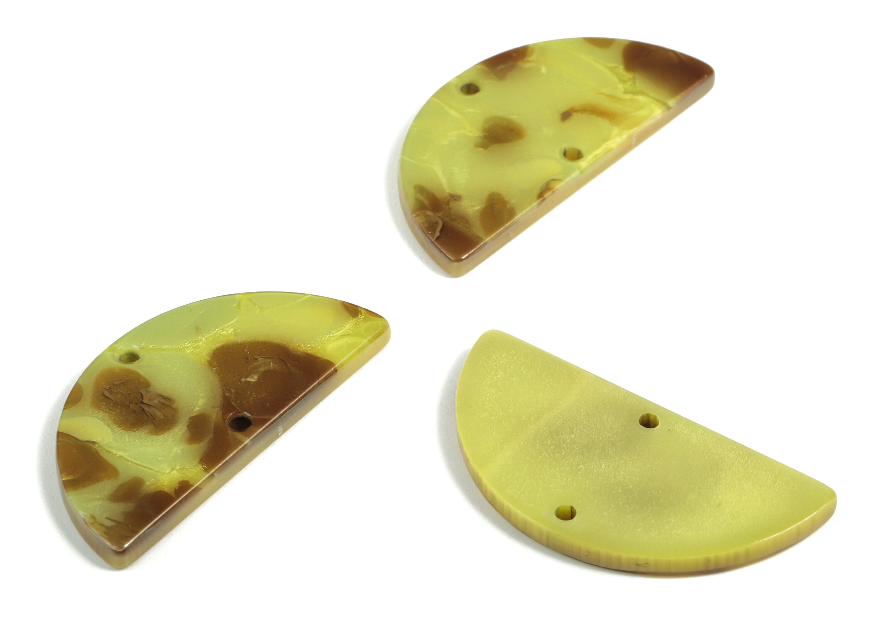 Acrylic Semicircle Earring Connectors - Acrylic Half Moon Charms - 2 Holes - Jewelry Supplies - Color Code:A619 - 34x17x2.5mm - AC1218-A619 - DOMEDBAZAAR