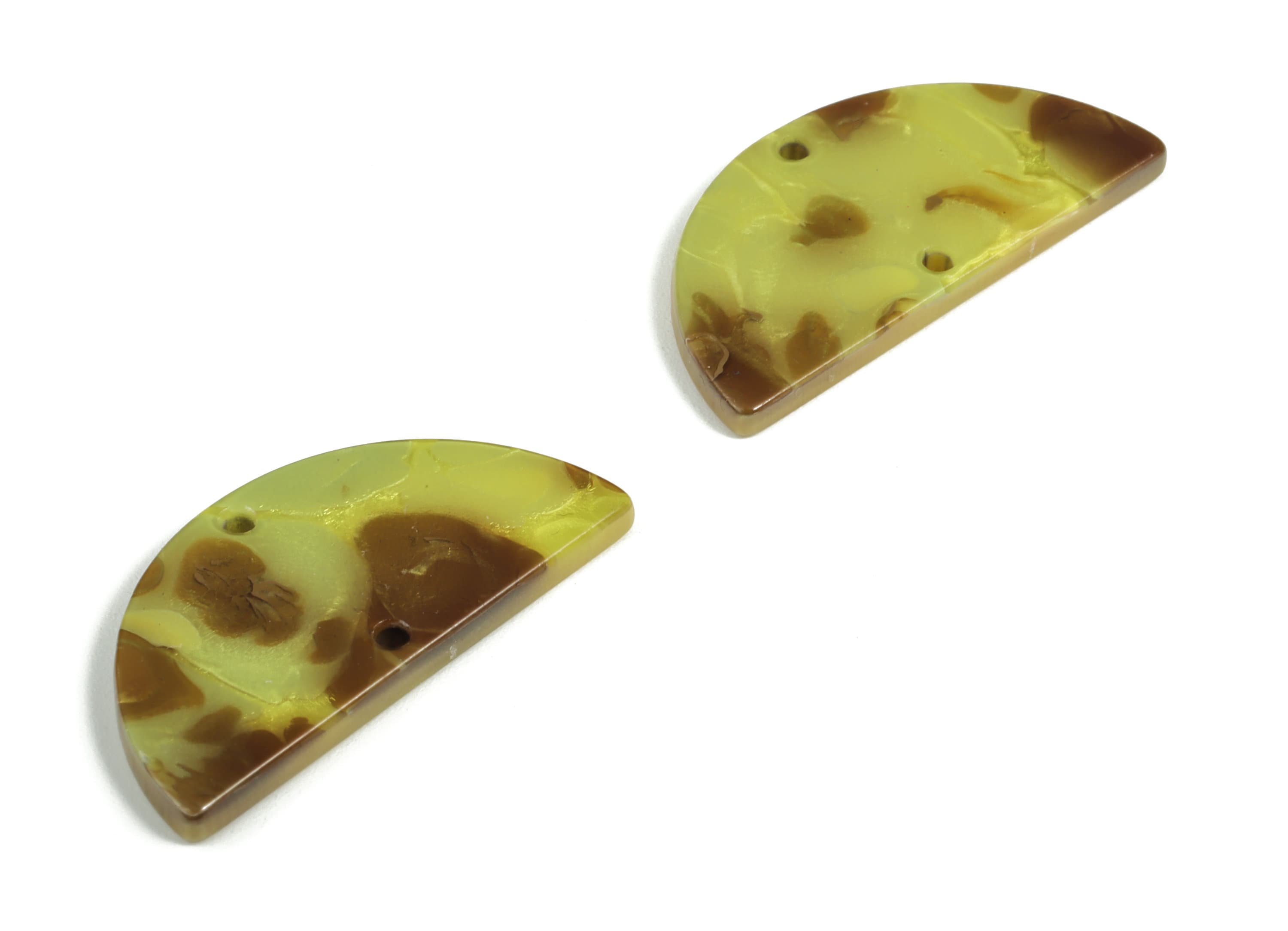 Acrylic Semicircle Earring Connectors - Acrylic Half Moon Charms - 2 Holes - Jewelry Supplies - Color Code:A619 - 34x17x2.5mm - AC1218-A619 - DOMEDBAZAAR