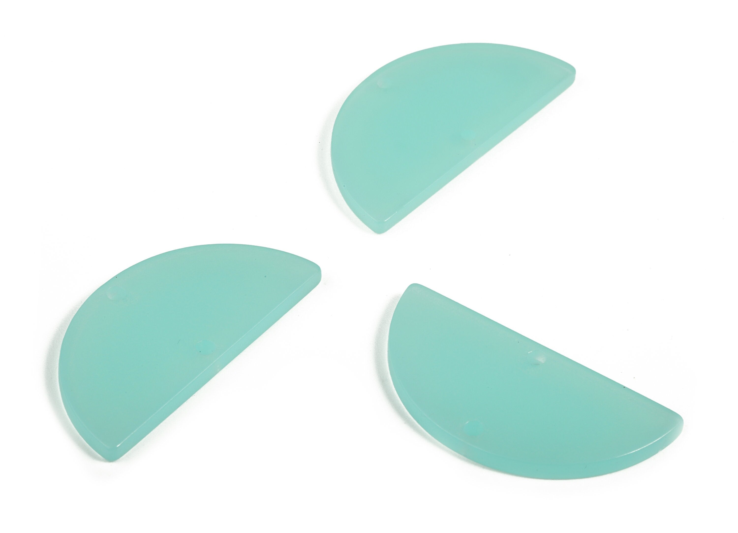 Acrylic Semicircle Earring Connectors - Acrylic Half Moon Charms - 2 Holes - Jewelry Supplies - Color Code:A612 - 34x17x2.2mm - AC1218-A612 - DOMEDBAZAAR