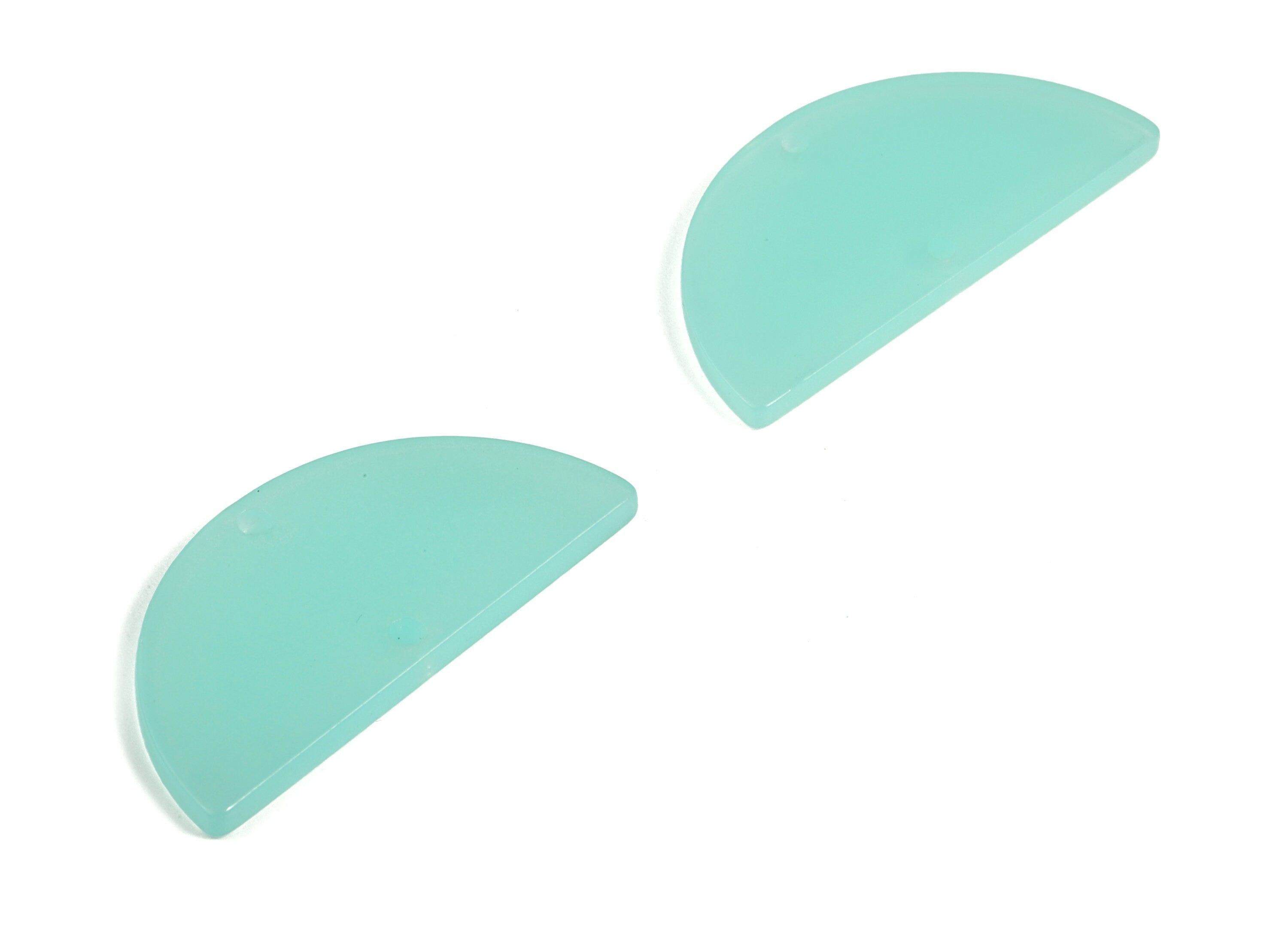 Acrylic Semicircle Earring Connectors - Acrylic Half Moon Charms - 2 Holes - Jewelry Supplies - Color Code:A612 - 34x17x2.2mm - AC1218-A612 - DOMEDBAZAAR