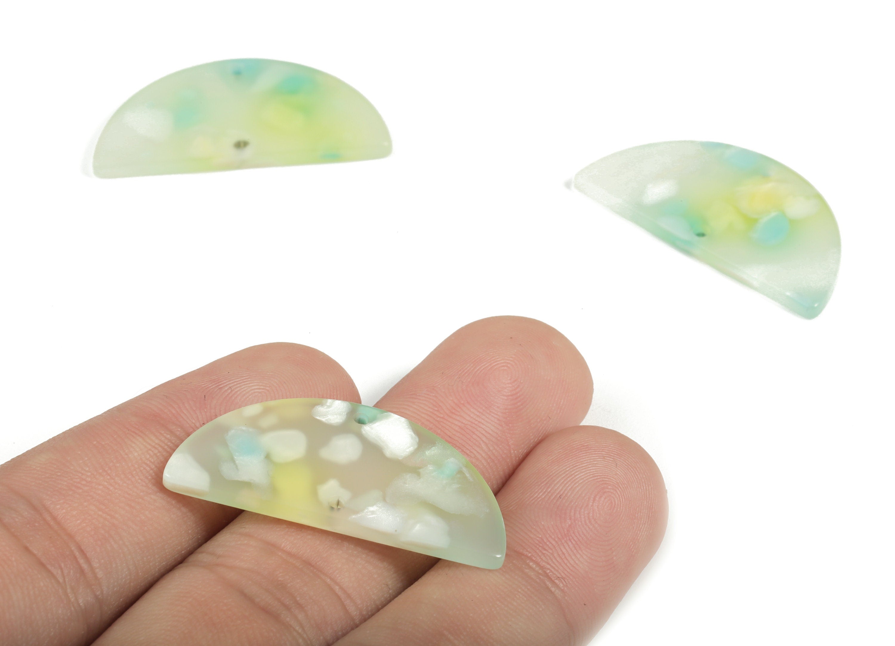 Acrylic Semicircle Earring Connectors - Acrylic Half Moon Charms - 2 Holes - Jewelry Supplies - Color Code:A597 - 34x17x2.5mm - AC1218-A597 - DOMEDBAZAAR