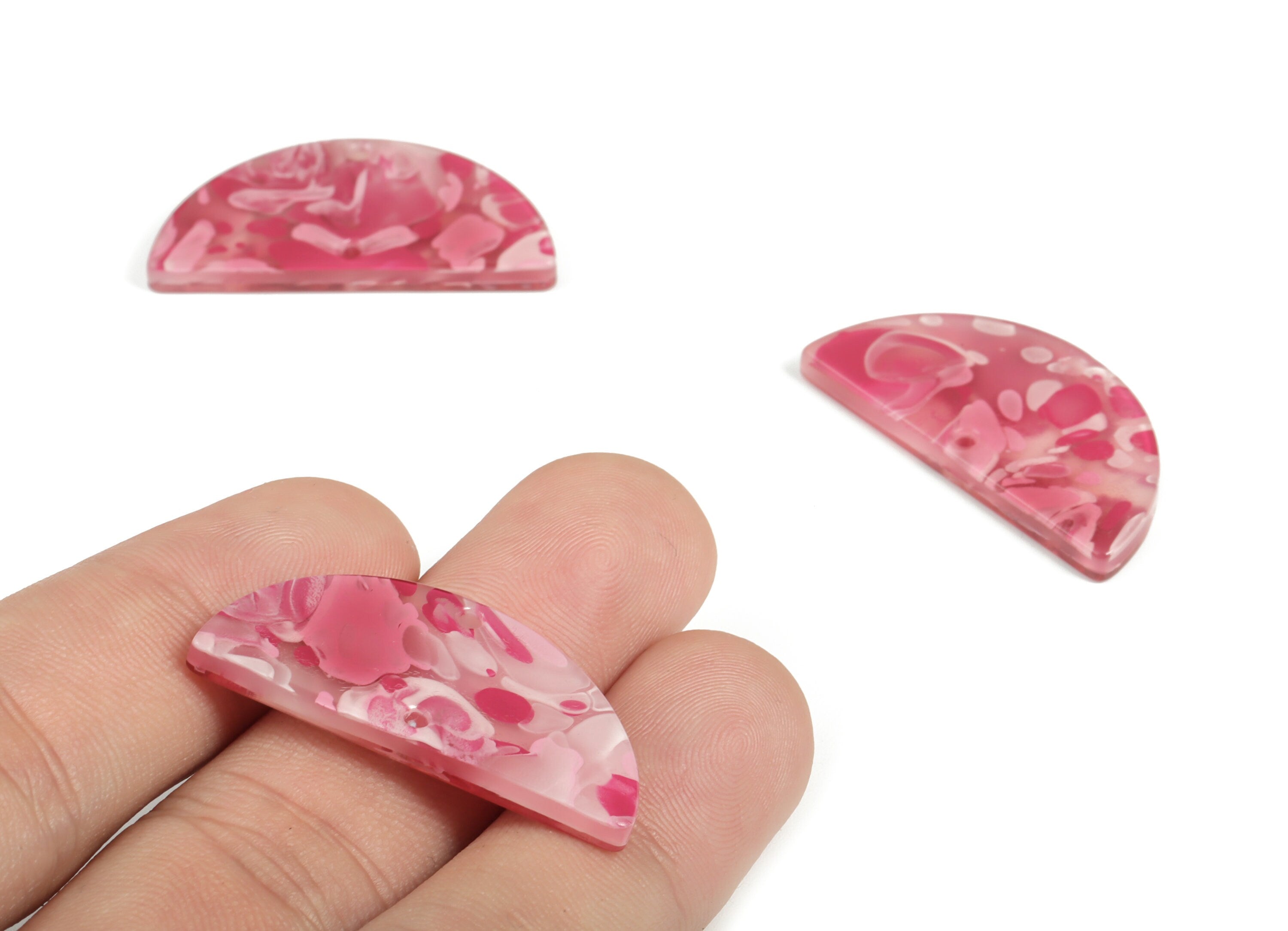 Acrylic Semicircle Earring Connectors - Acrylic Half Moon Charms - 2 Holes - Jewelry Supplies - Color Code:A632 - 34x17x2.8mm - AC1218-A632 - DOMEDBAZAAR