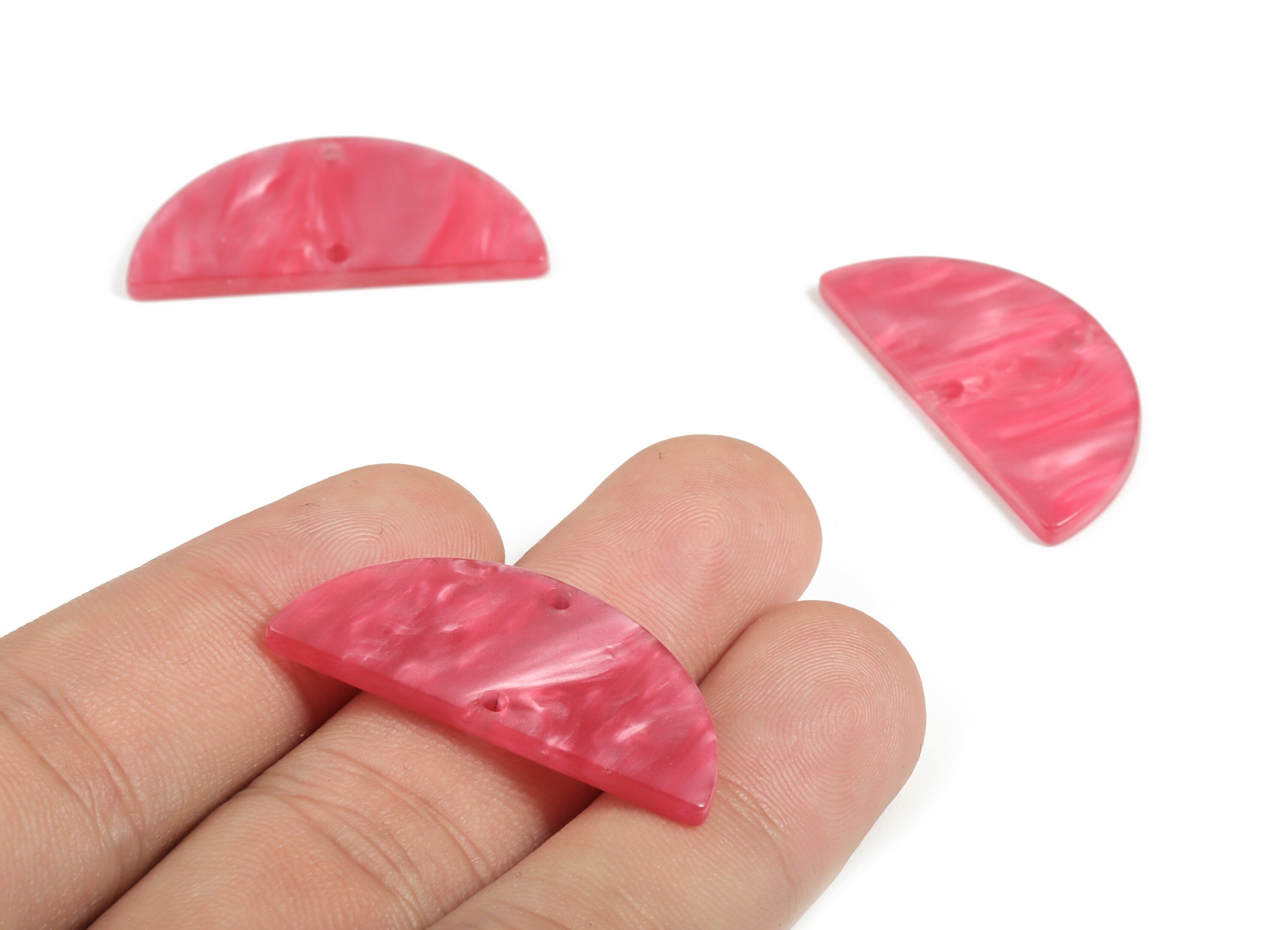 Acrylic Semicircle Earring Connectors - Acrylic Half Moon Charms - 2 Holes - Jewelry Supplies - Color Code:A629 - 34x17x2.6mm - AC1218-A629 - DOMEDBAZAAR