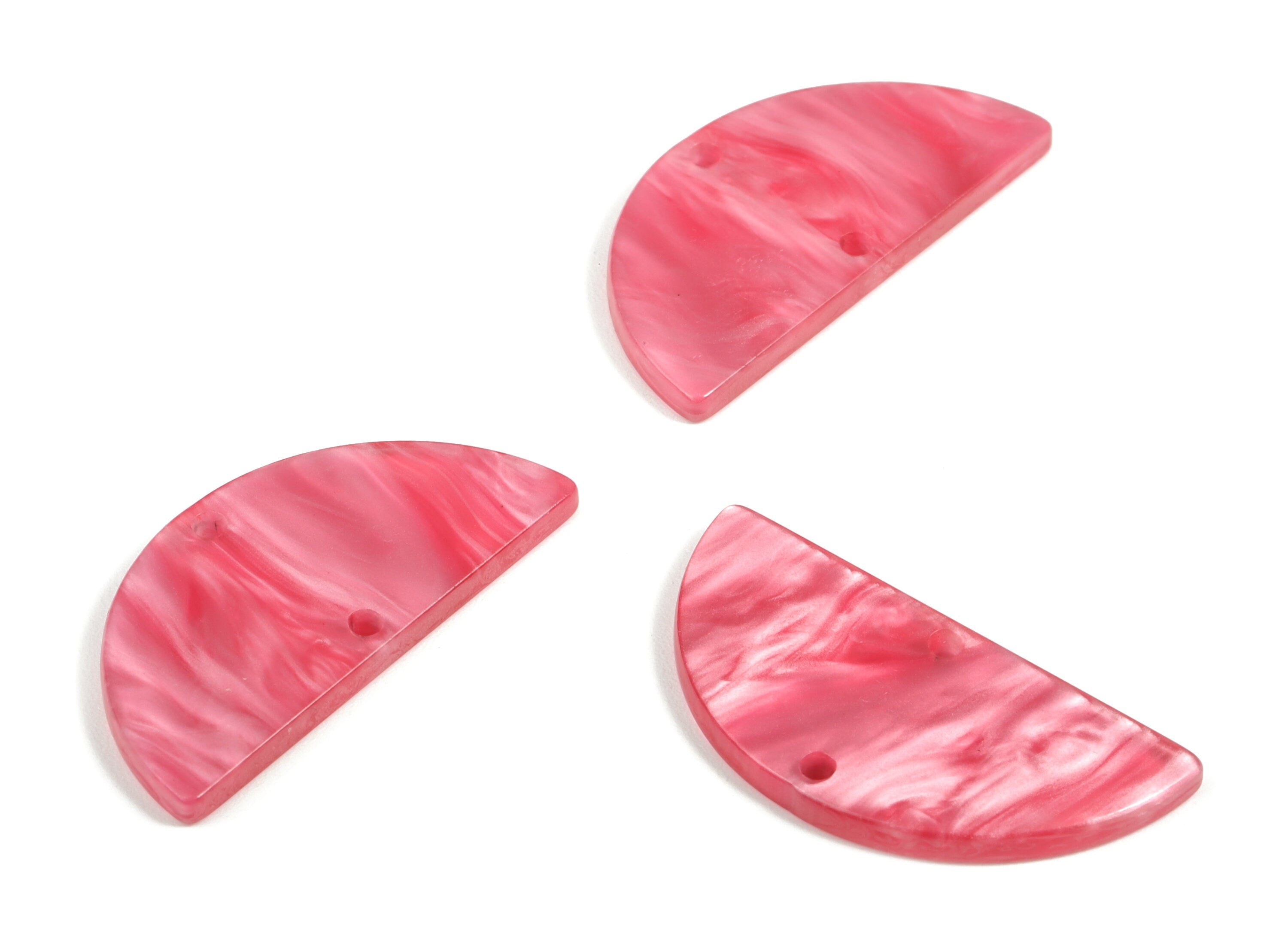 Acrylic Semicircle Earring Connectors - Acrylic Half Moon Charms - 2 Holes - Jewelry Supplies - Color Code:A629 - 34x17x2.6mm - AC1218-A629 - DOMEDBAZAAR