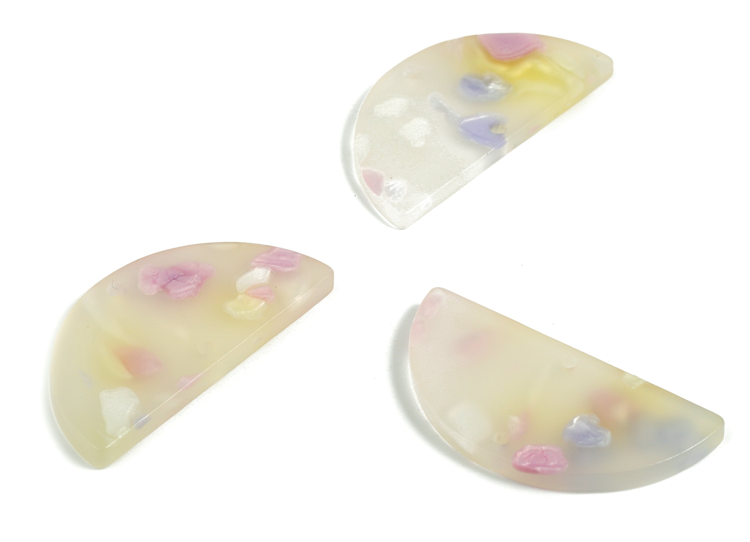 Acrylic Semicircle Earring Connectors - Acrylic Half Moon Charms - 2 Holes - Jewelry Supplies - Color Code:A596 - 34x17x2.2mm - AC1218-A596 - DOMEDBAZAAR