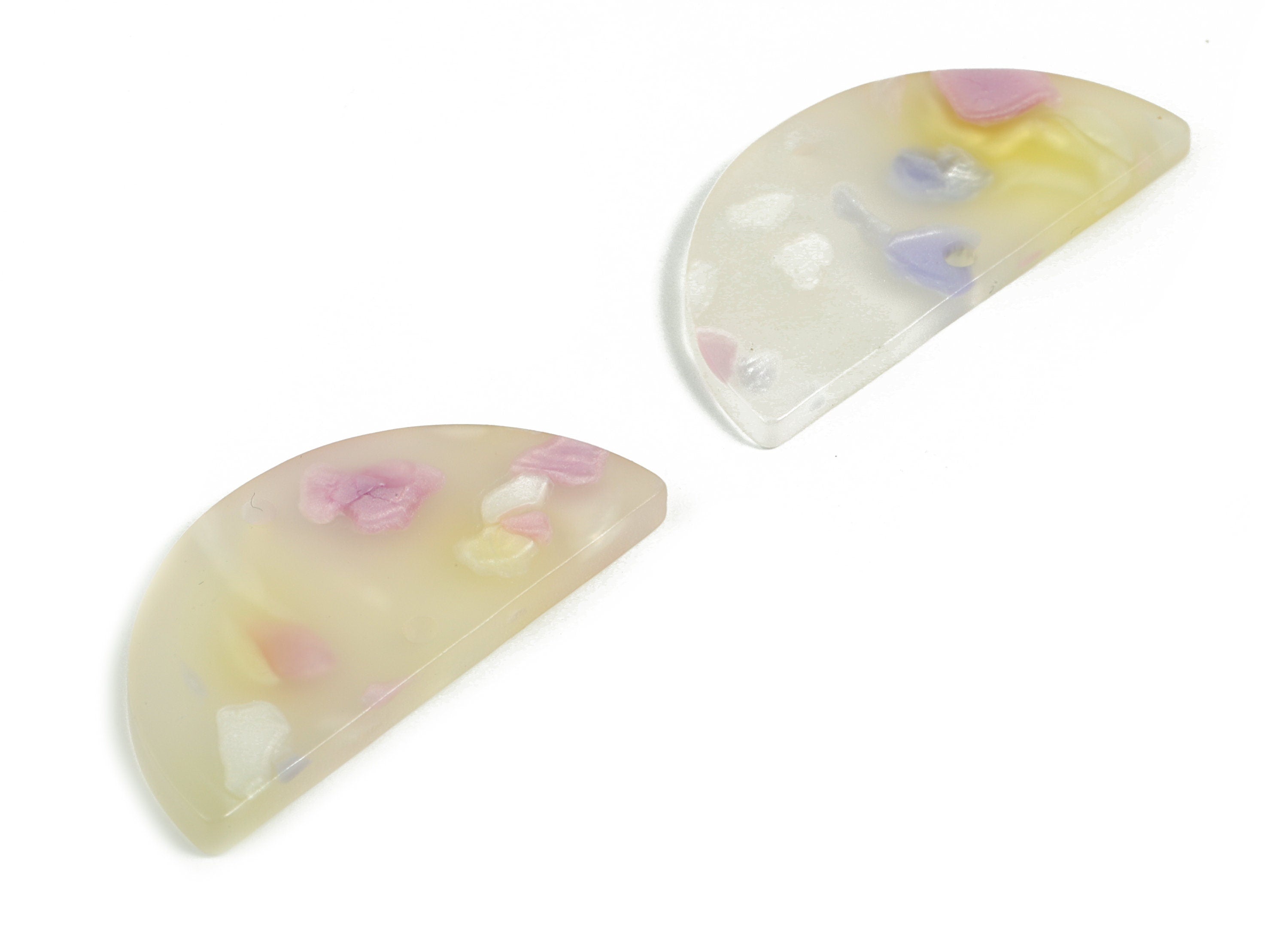 Acrylic Semicircle Earring Connectors - Acrylic Half Moon Charms - 2 Holes - Jewelry Supplies - Color Code:A596 - 34x17x2.2mm - AC1218-A596 - DOMEDBAZAAR