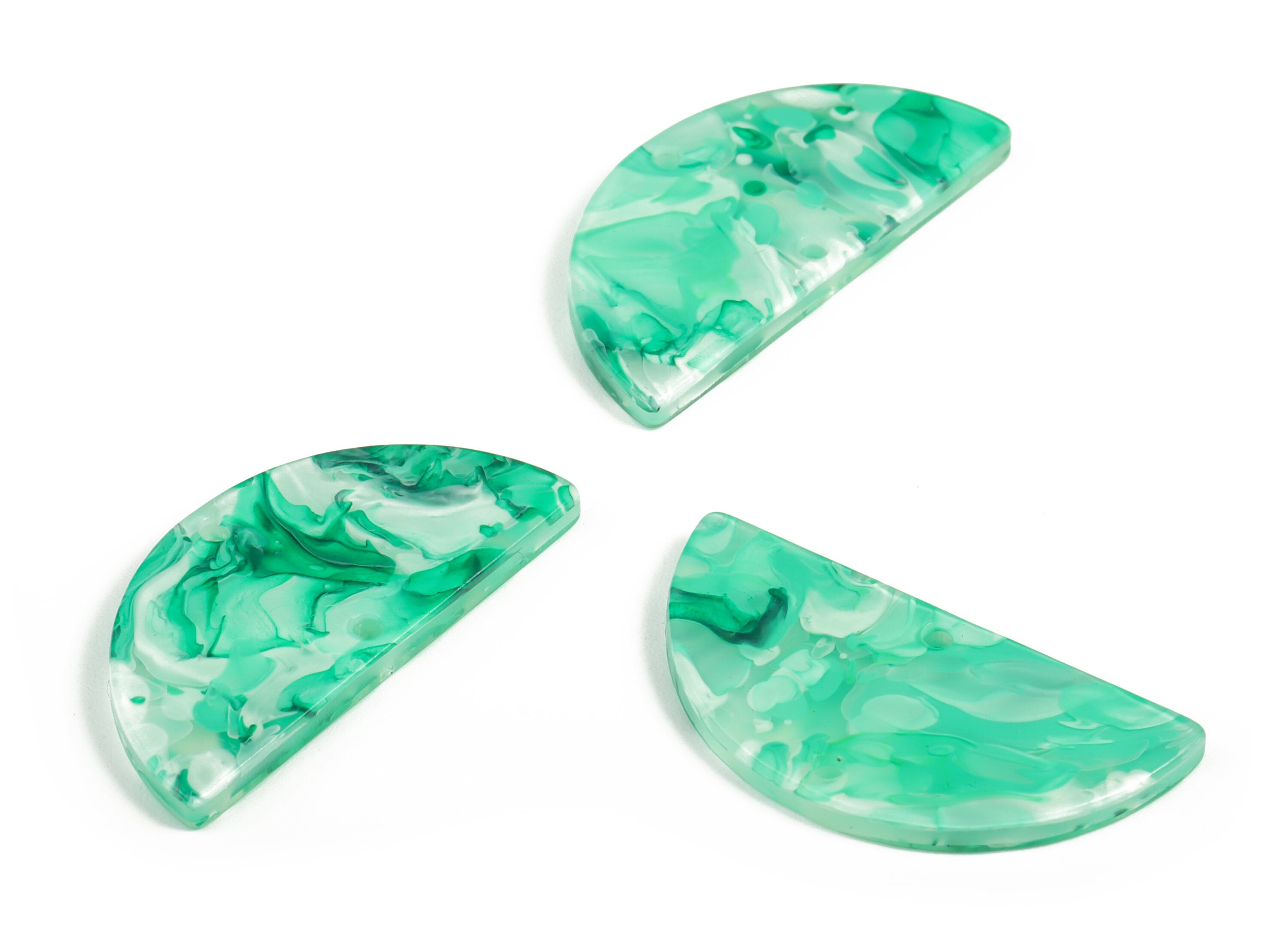 Acrylic Semicircle Earring Connectors - Acrylic Half Moon Charms - 2 Holes - Jewelry Supplies - Color Code:A603 - 34x17x2.6mm - AC1218-A603 - DOMEDBAZAAR