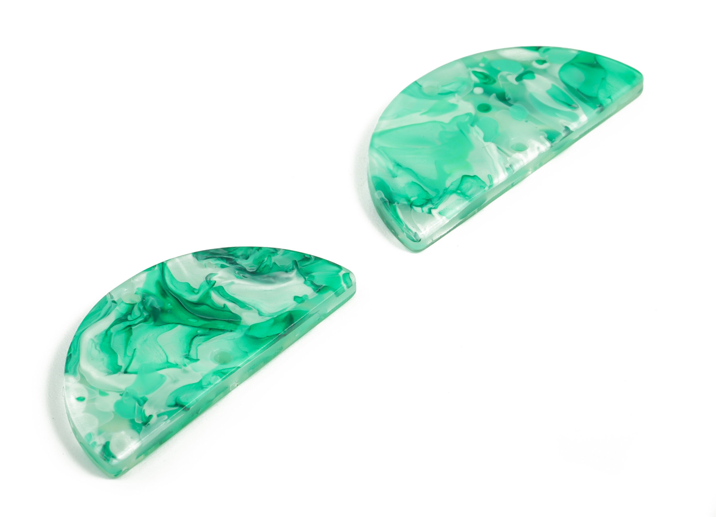 Acrylic Semicircle Earring Connectors - Acrylic Half Moon Charms - 2 Holes - Jewelry Supplies - Color Code:A603 - 34x17x2.6mm - AC1218-A603 - DOMEDBAZAAR