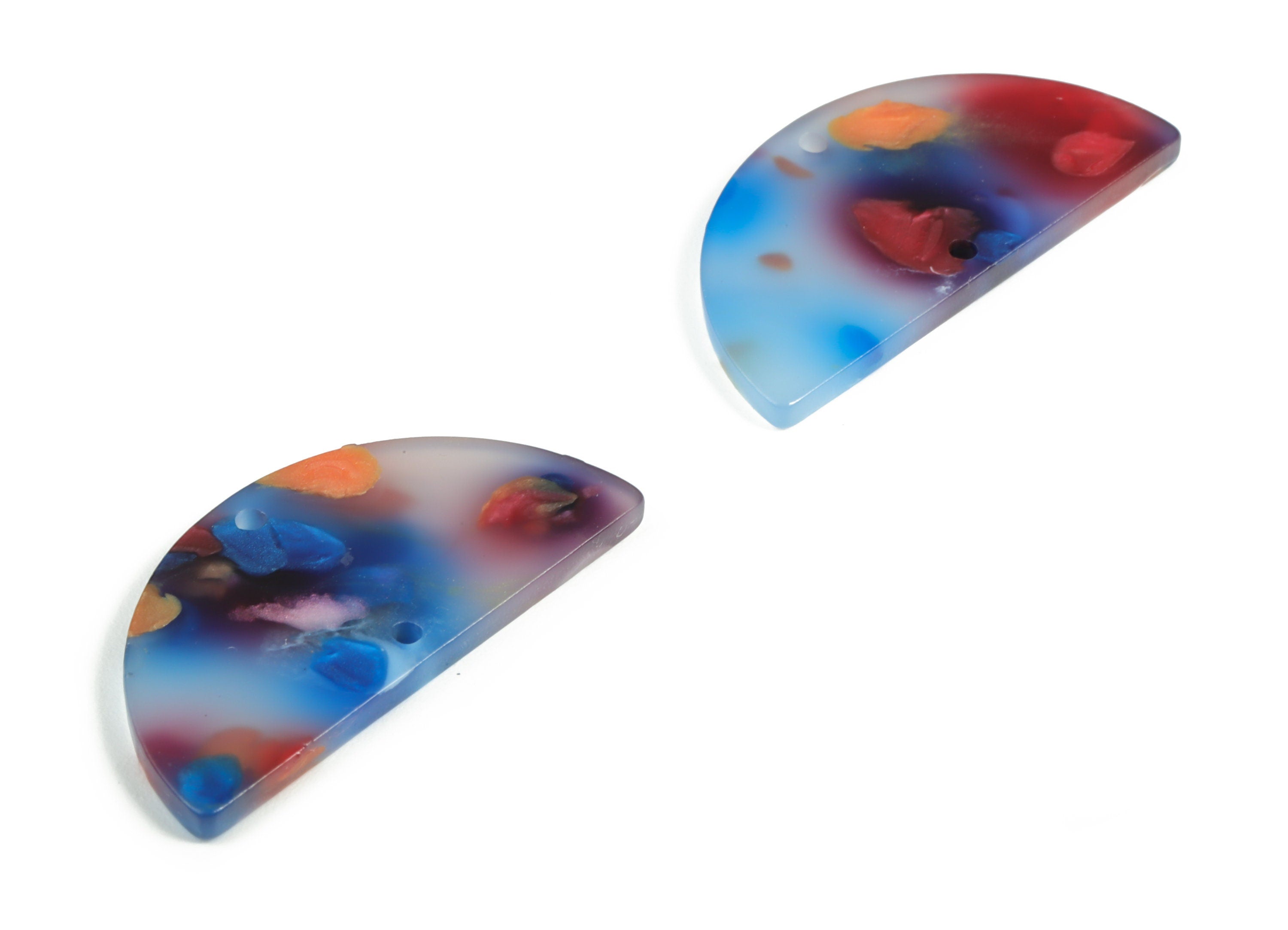 Acrylic Semicircle Earring Connectors - Acrylic Half Moon Charms - 2 Holes - Jewelry Supplies - Color Code:A608 - 34x17x2.4mm - AC1218-A608 - DOMEDBAZAAR