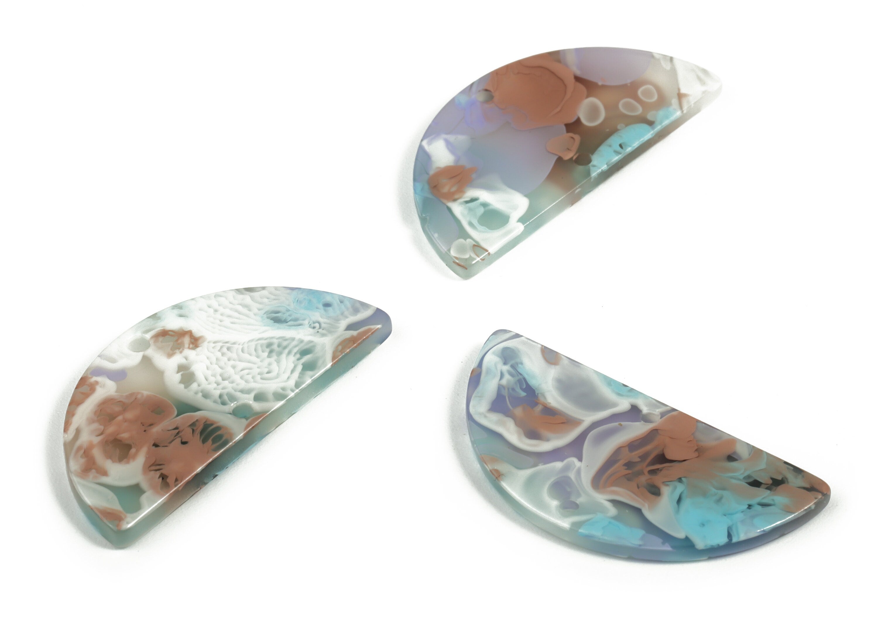 Acrylic Semicircle Earring Connectors - Acrylic Half Moon Charms - 2 Holes - Jewelry Supplies - Color Code:A584 - 34x17x2.6mm - AC1218-A584 - DOMEDBAZAAR