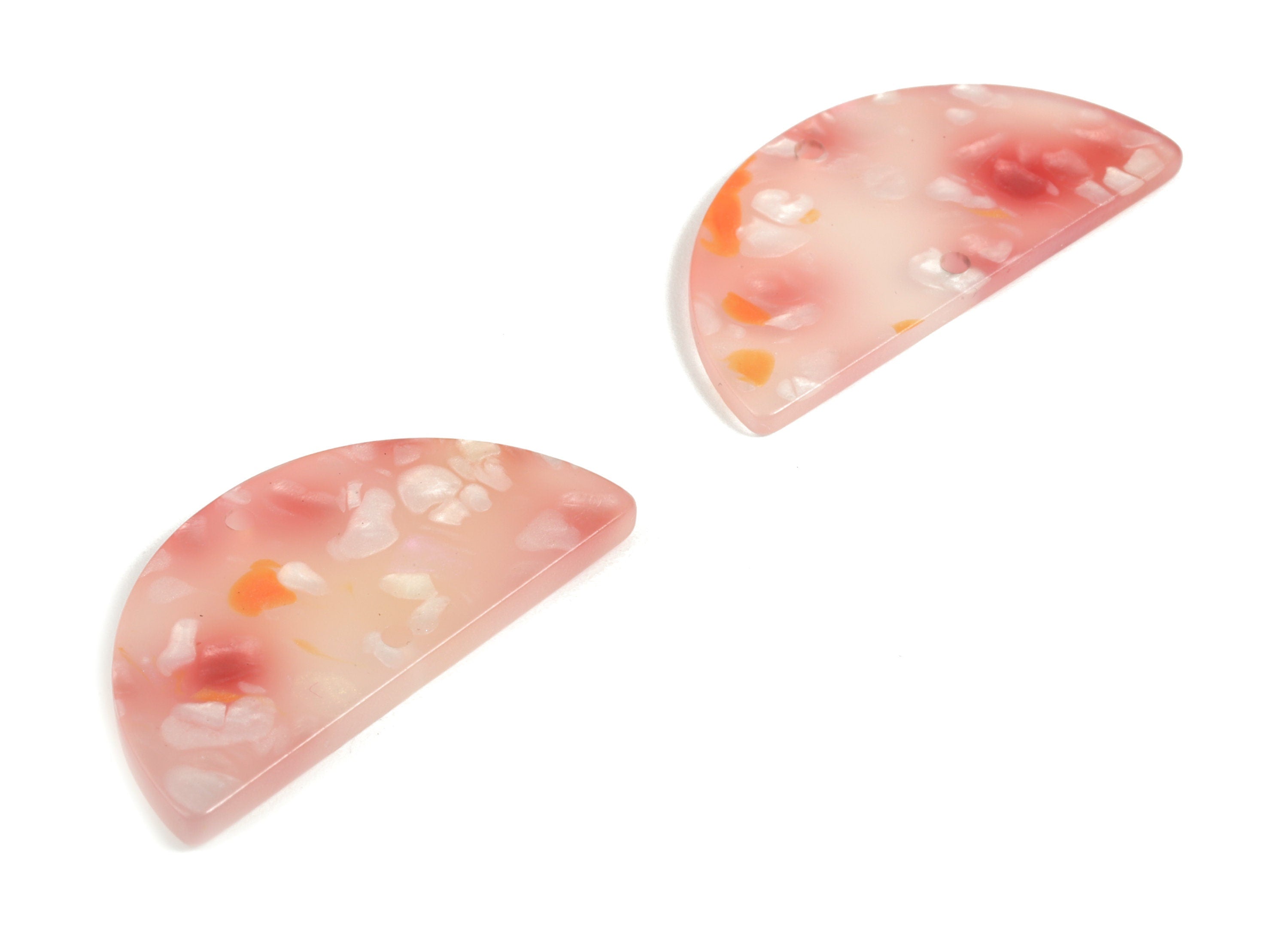 Acrylic Semicircle Earring Connectors - Acrylic Half Moon Charms - 2 Holes - Jewelry Supplies - Color Code:A604 - 34x17x2.4mm - AC1218-A604 - DOMEDBAZAAR