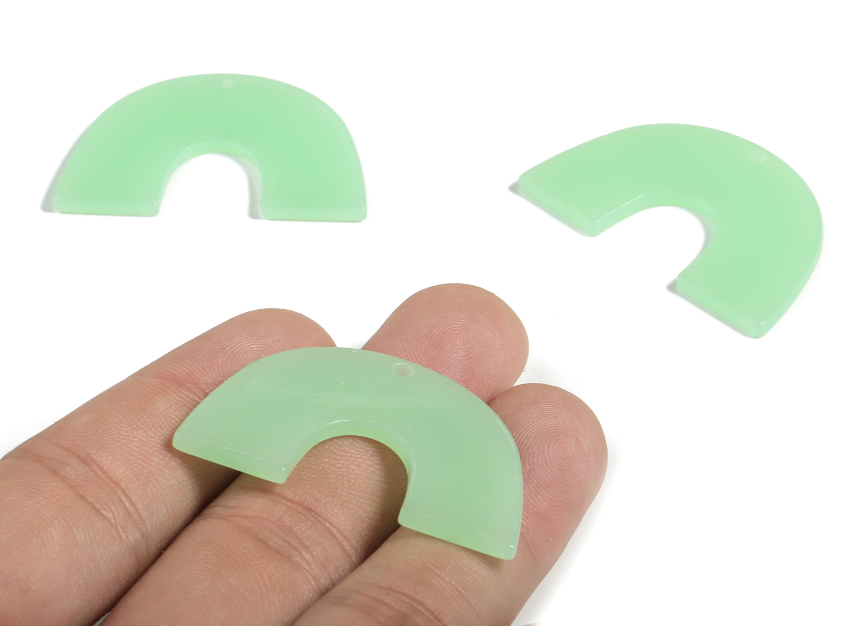Acrylic Semicircle Earring Charms - Acrylic U Pendant Findings - Jewelry Supplies - Color Code: A611 - 40.25x25.55x2.42mm - AC2018-A611 - DOMEDBAZAAR